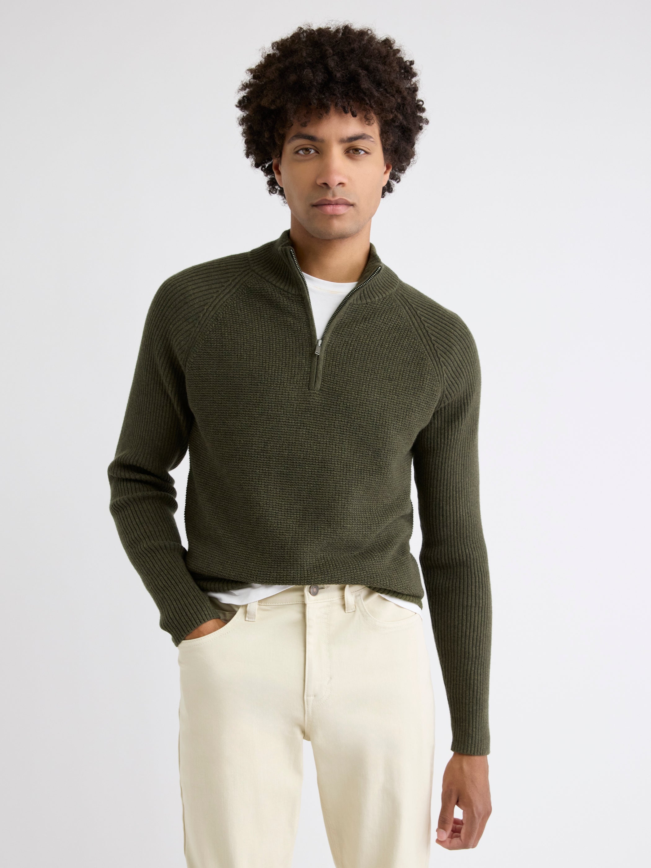Long-Sleeve Quarter-Zip Mock-Neck Sweater rw&co On Sale