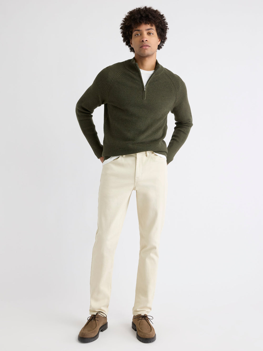 Long-Sleeve Quarter-Zip Mock-Neck Sweater rw&co On Sale