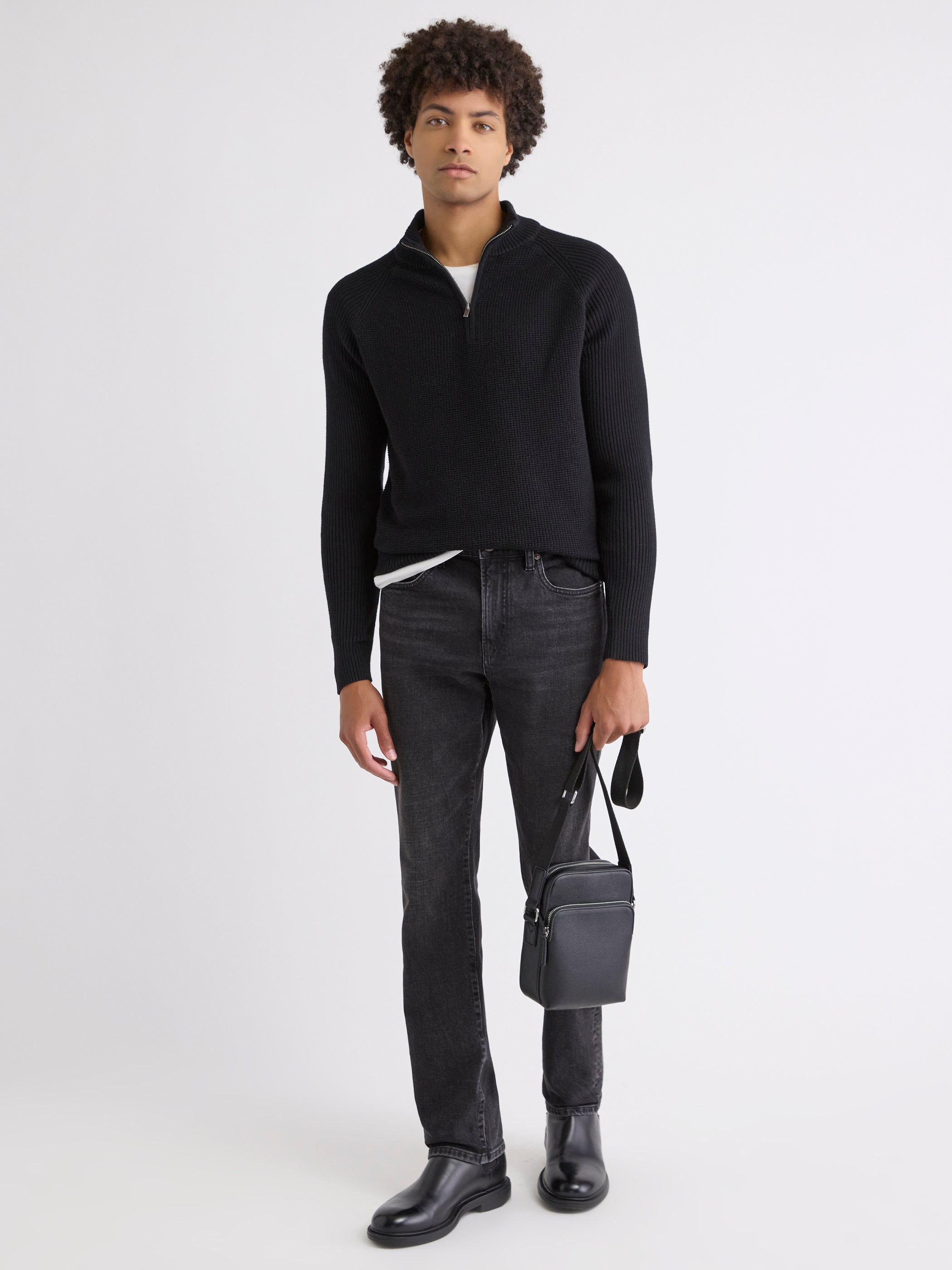 Long-Sleeve Quarter-Zip Mock-Neck Sweater rw&co On Sale