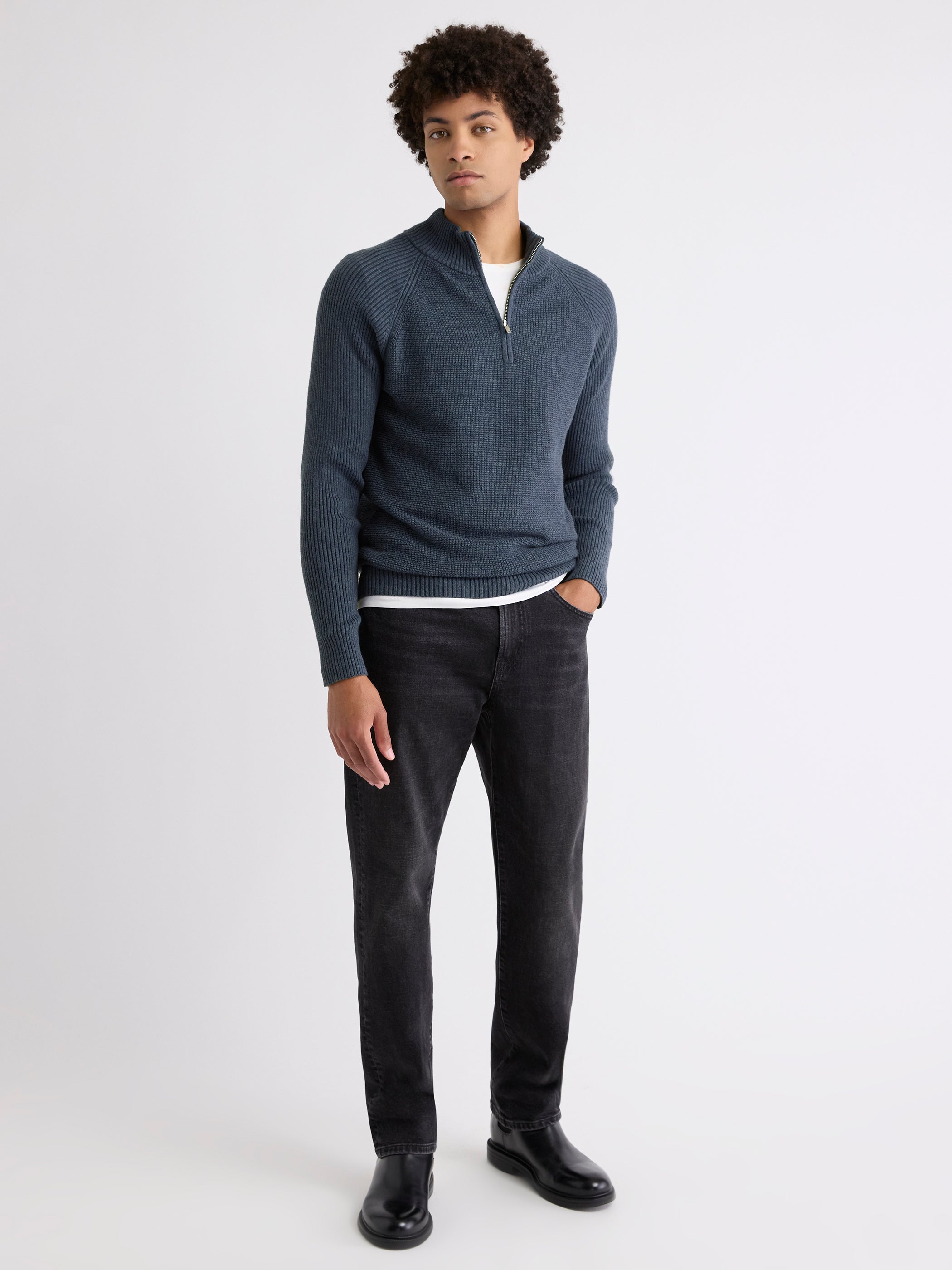 Long-Sleeve Quarter-Zip Mock-Neck Sweater rw&co On Sale