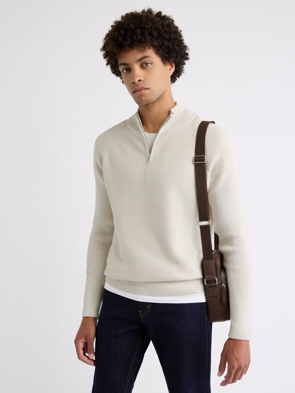 Long-Sleeve Quarter-Zip Mock-Neck Sweater rw&co On Sale