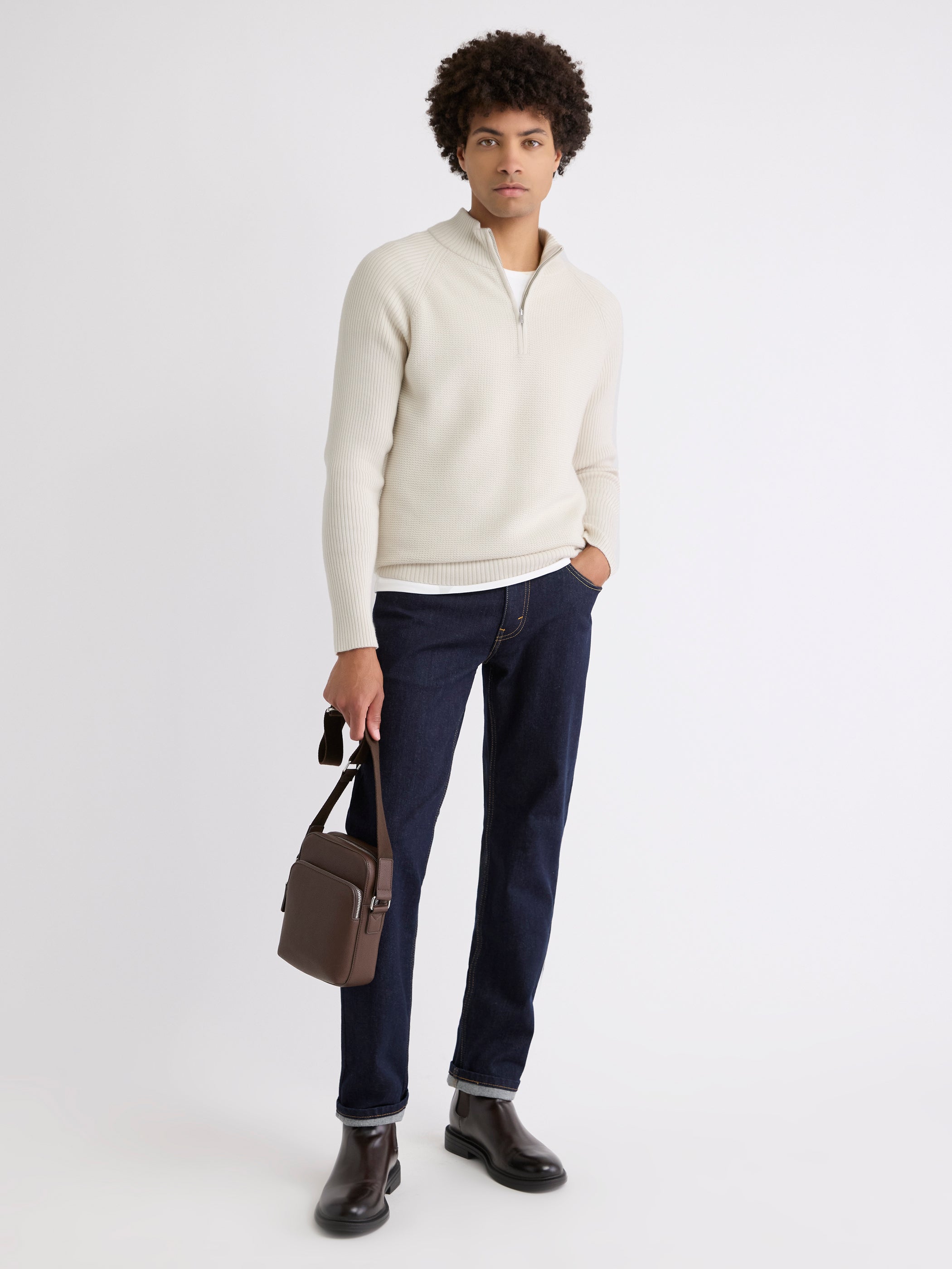 Long-Sleeve Quarter-Zip Mock-Neck Sweater rw&co On Sale