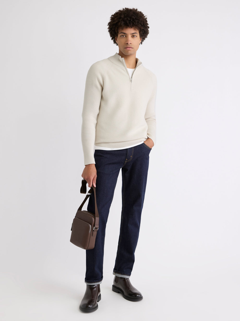 Long-Sleeve Quarter-Zip Mock-Neck Sweater rw&co On Sale
