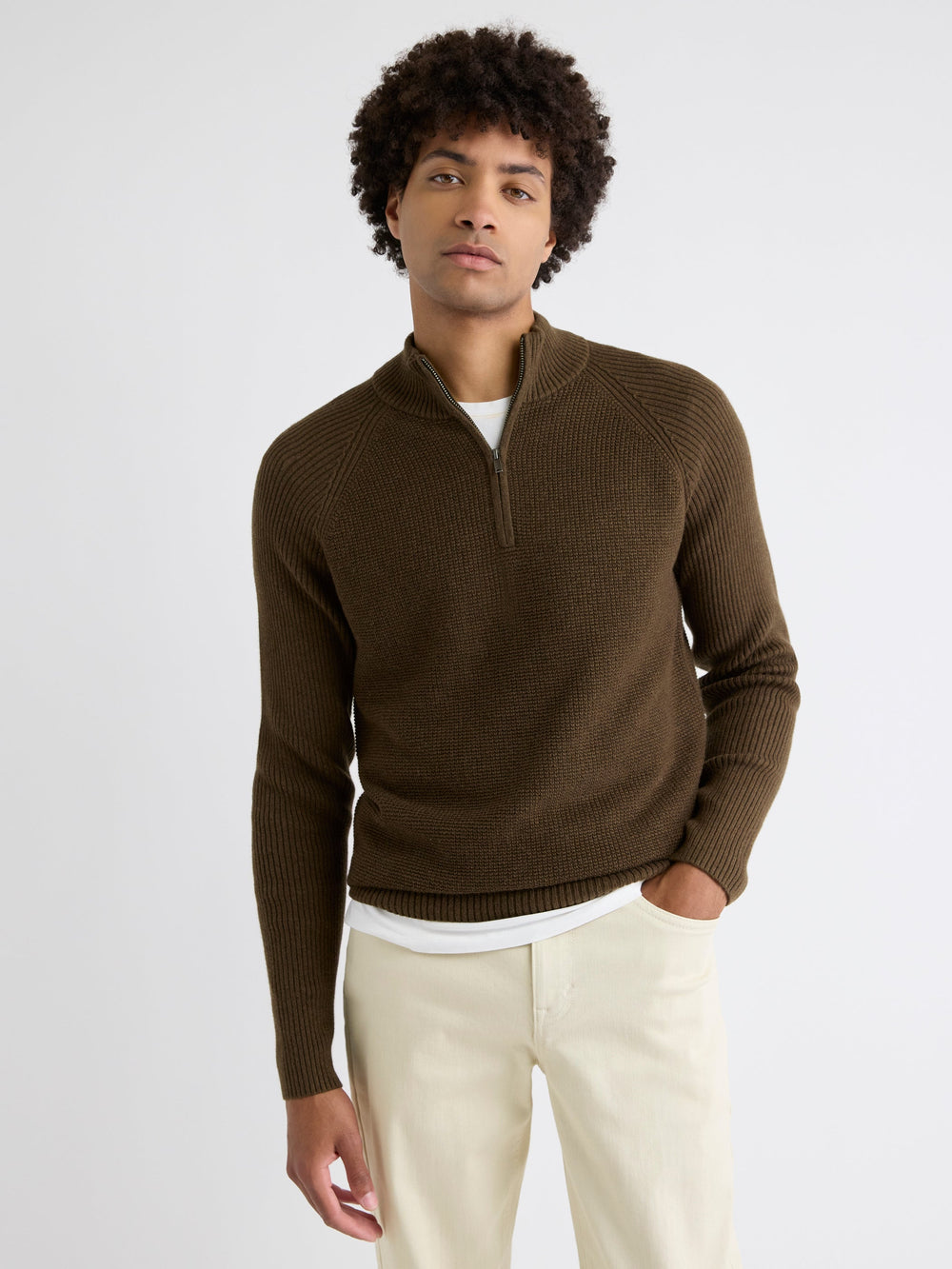 Long-Sleeve Quarter-Zip Mock-Neck Sweater rw&co On Sale