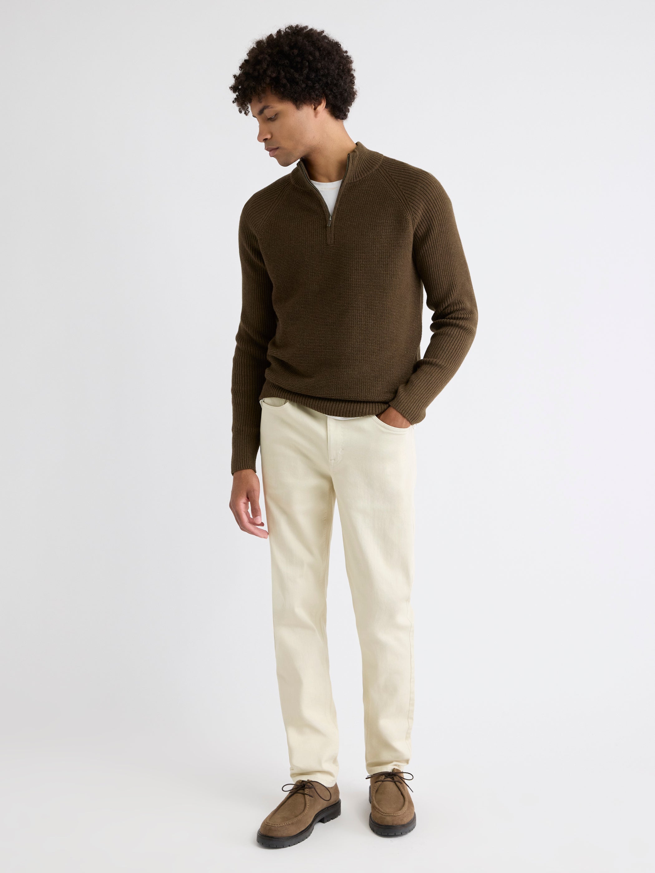 Long-Sleeve Quarter-Zip Mock-Neck Sweater rw&co On Sale