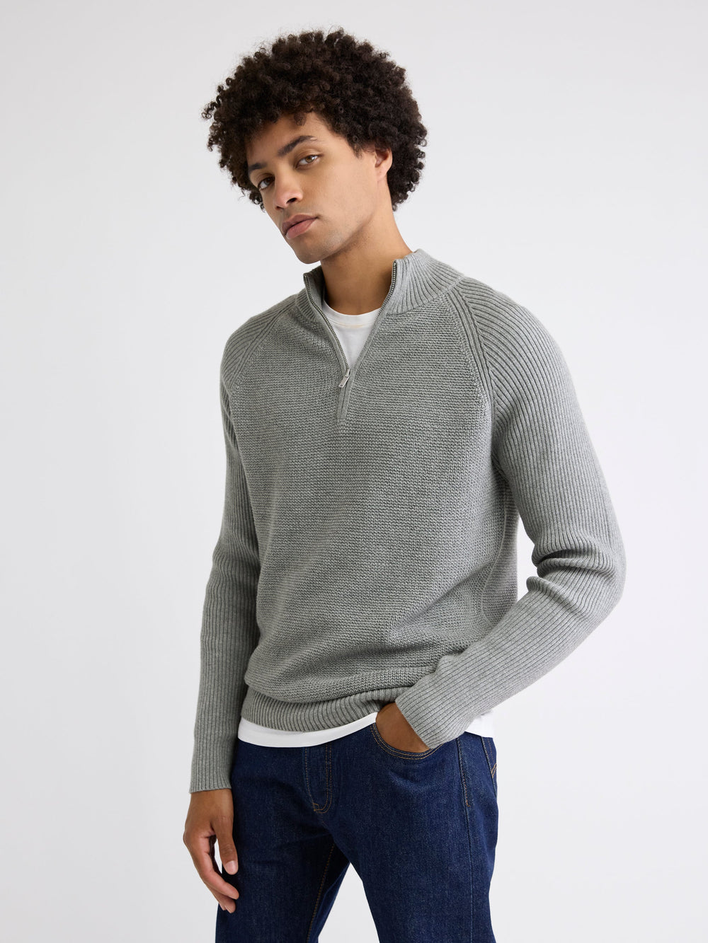Long-Sleeve Quarter-Zip Mock-Neck Sweater rw&co On Sale