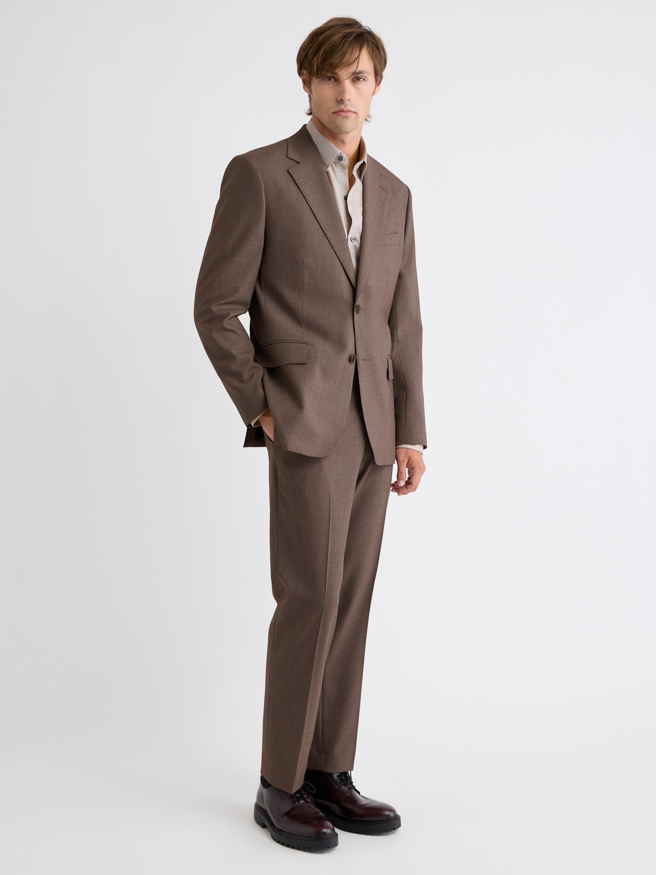 Tailored Fit Taupe Suit Blazer rw&co On Sale