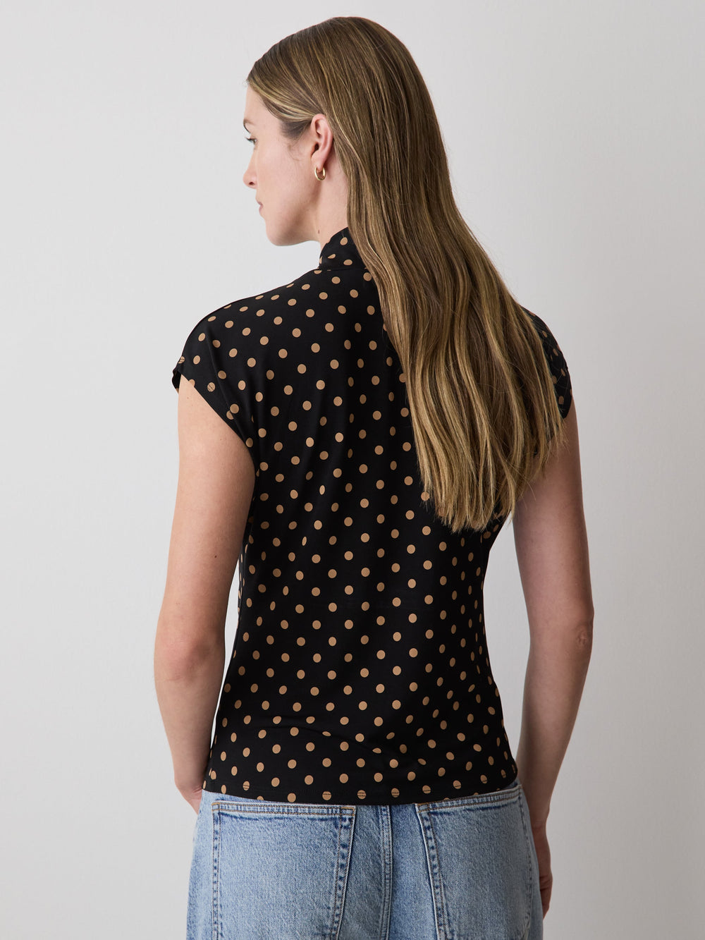 Extended-Sleeve Top with Crossover Draped Mock Neckline rw&co Great Value Deal