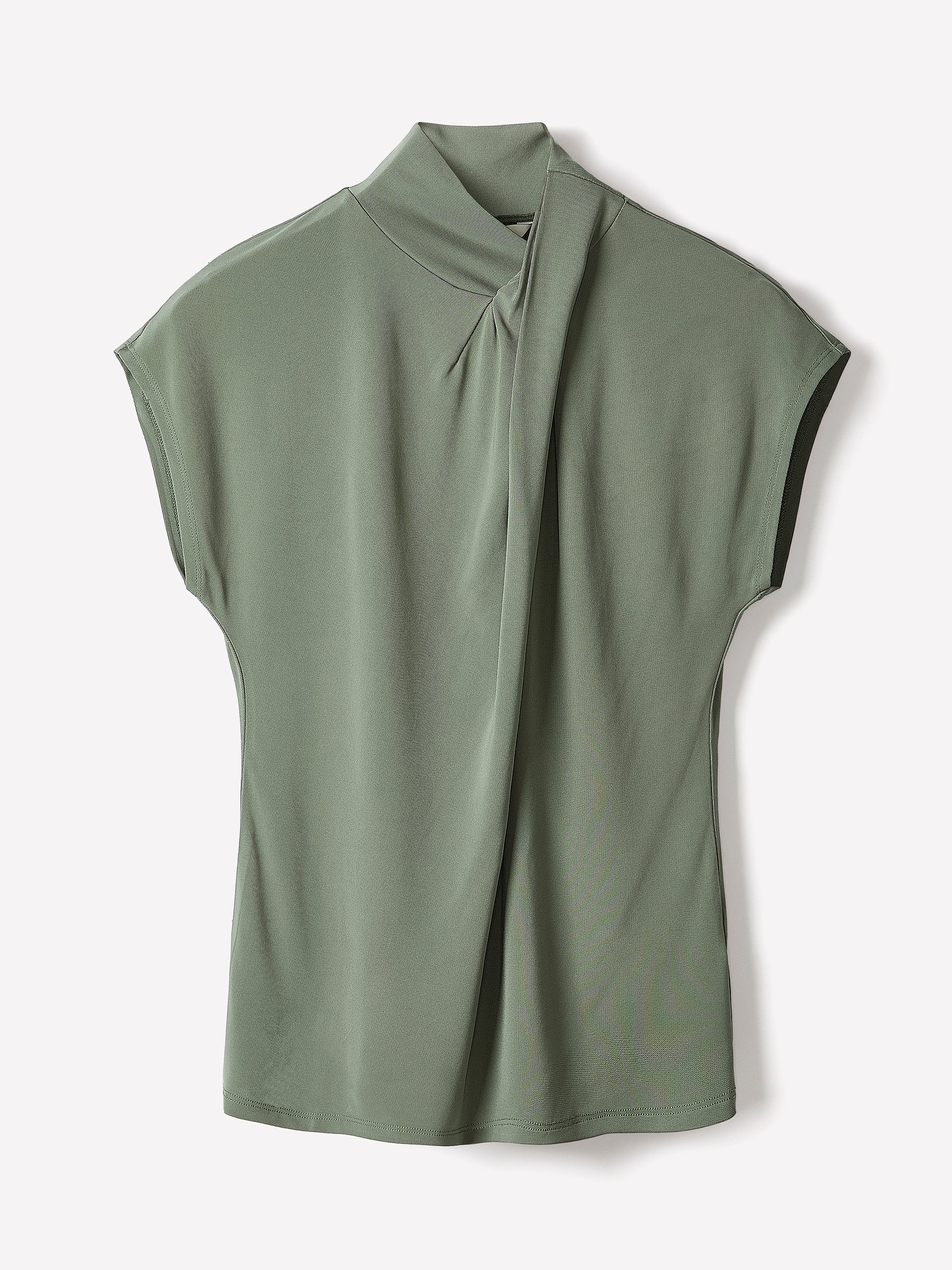 Extended-Sleeve Top with Crossover Draped Mock Neckline rw&co Great Value Deal