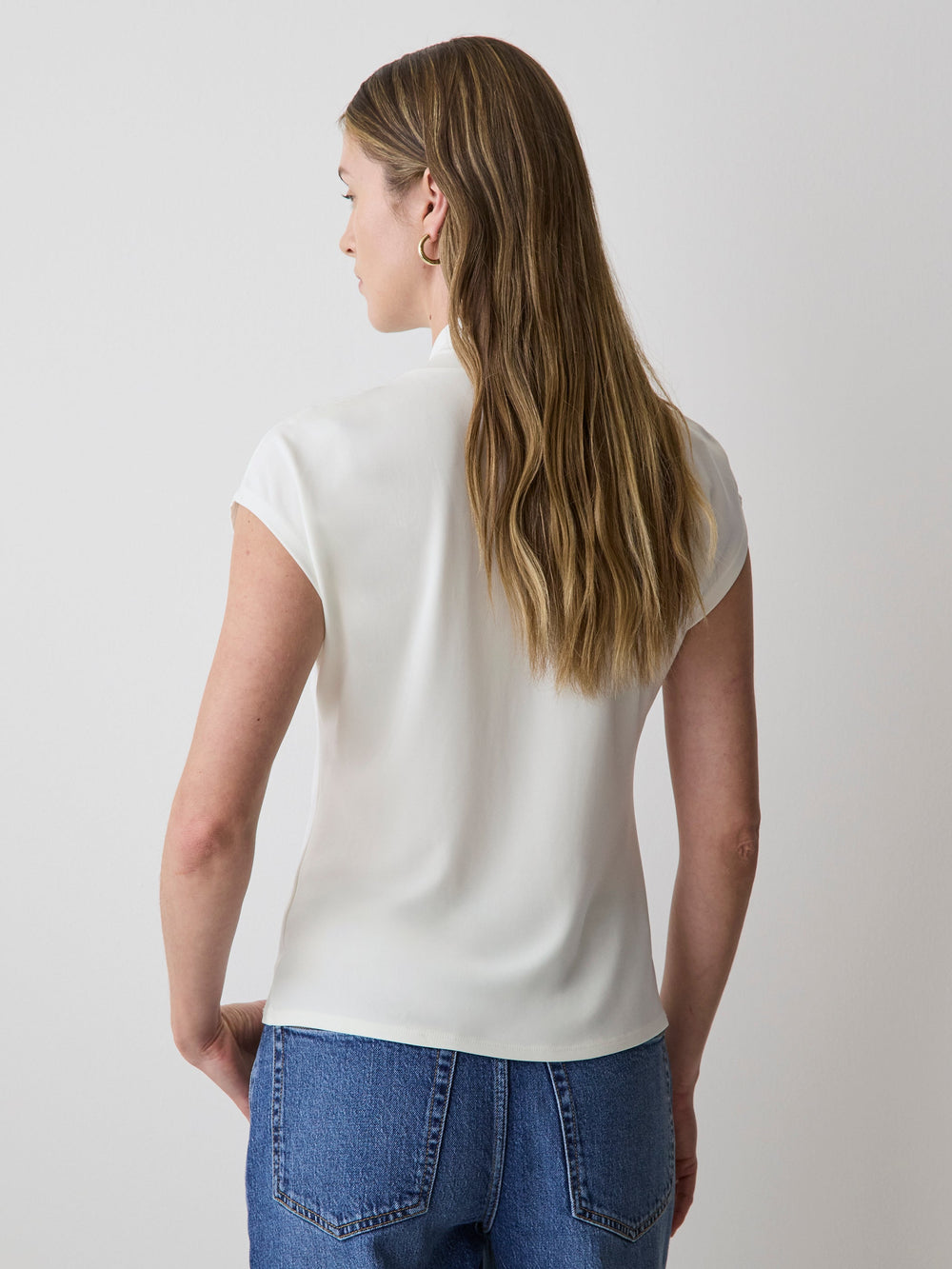 Extended-Sleeve Top with Crossover Draped Mock Neckline rw&co Great Value Deal