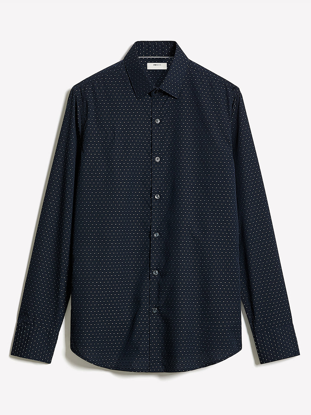 Navy Slim Fit Dress Shirt with Geo Pattern rw&co Limited Time Discount