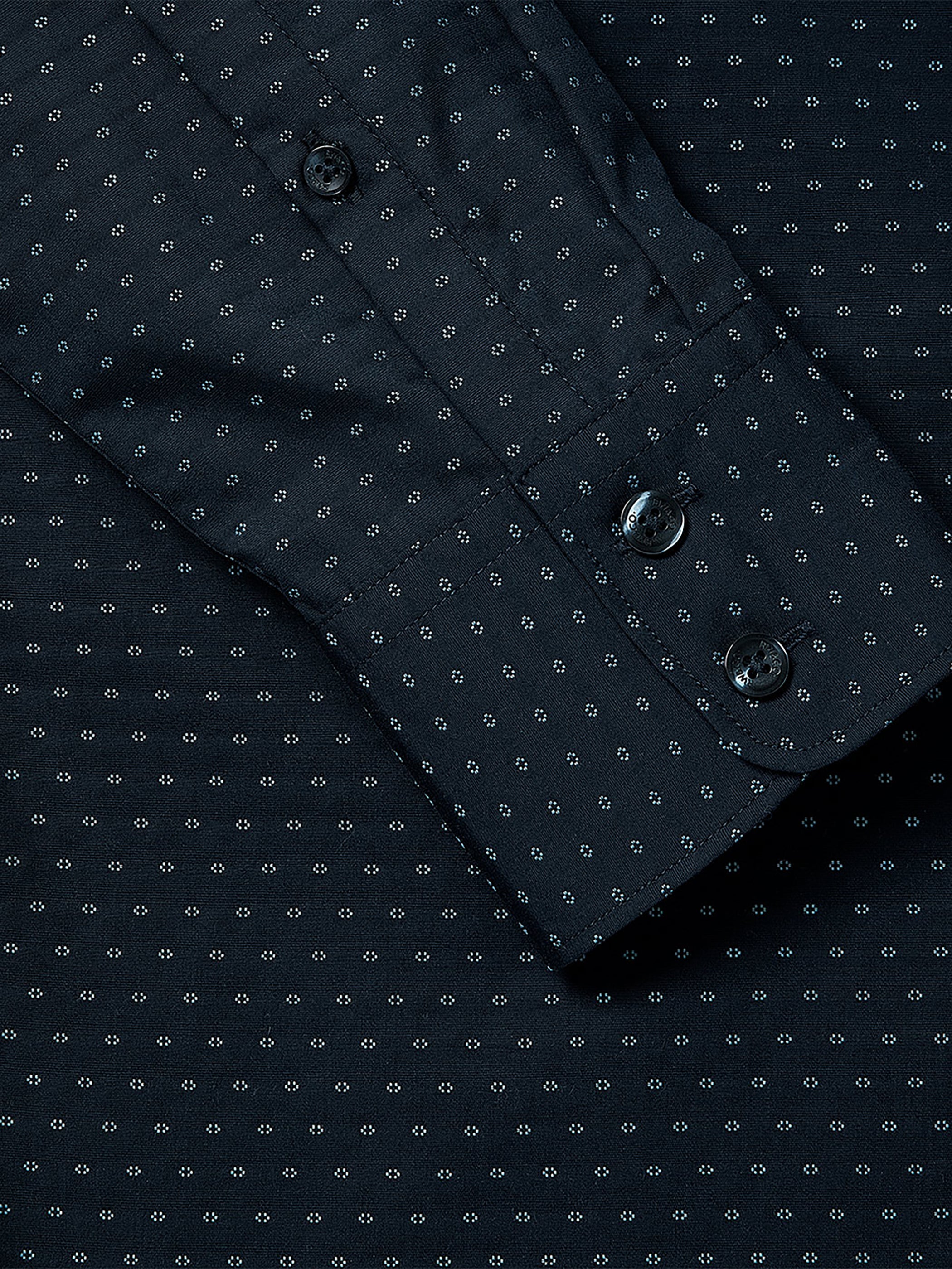 Navy Slim Fit Dress Shirt with Geo Pattern rw&co Limited Time Discount