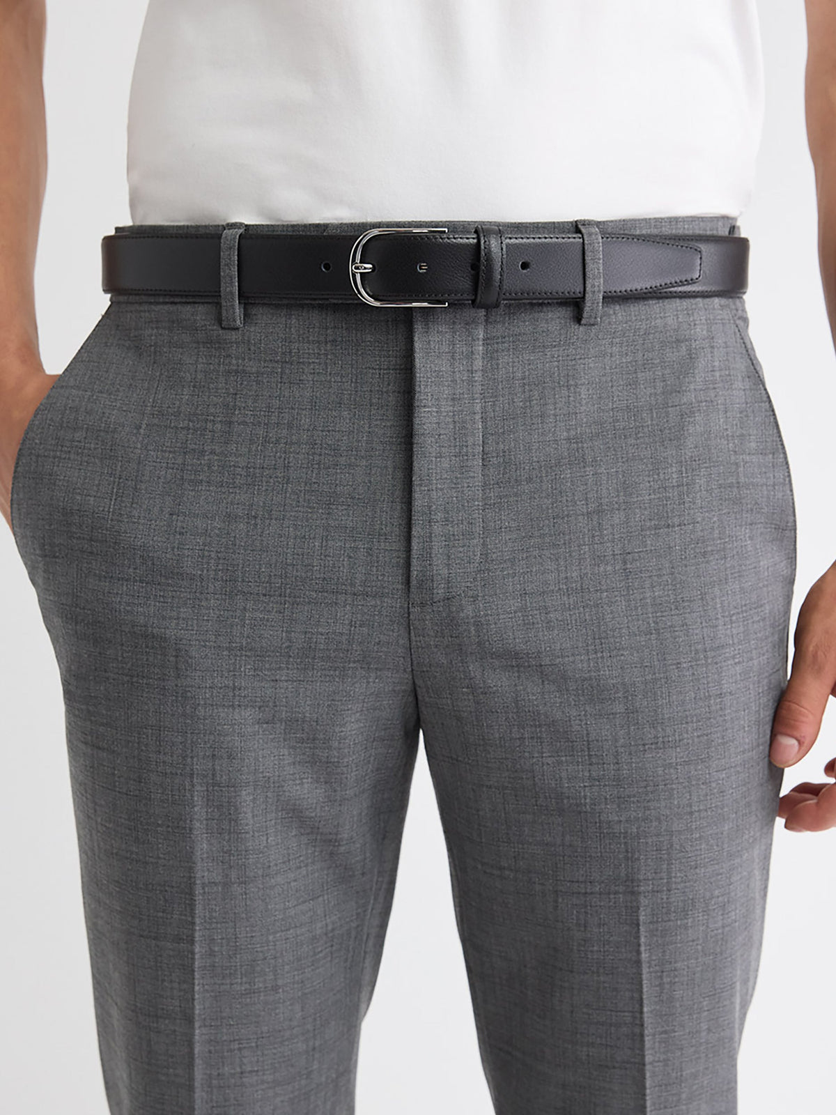 Dressy Leather Belt with Round Buckle rw&co On Sale
