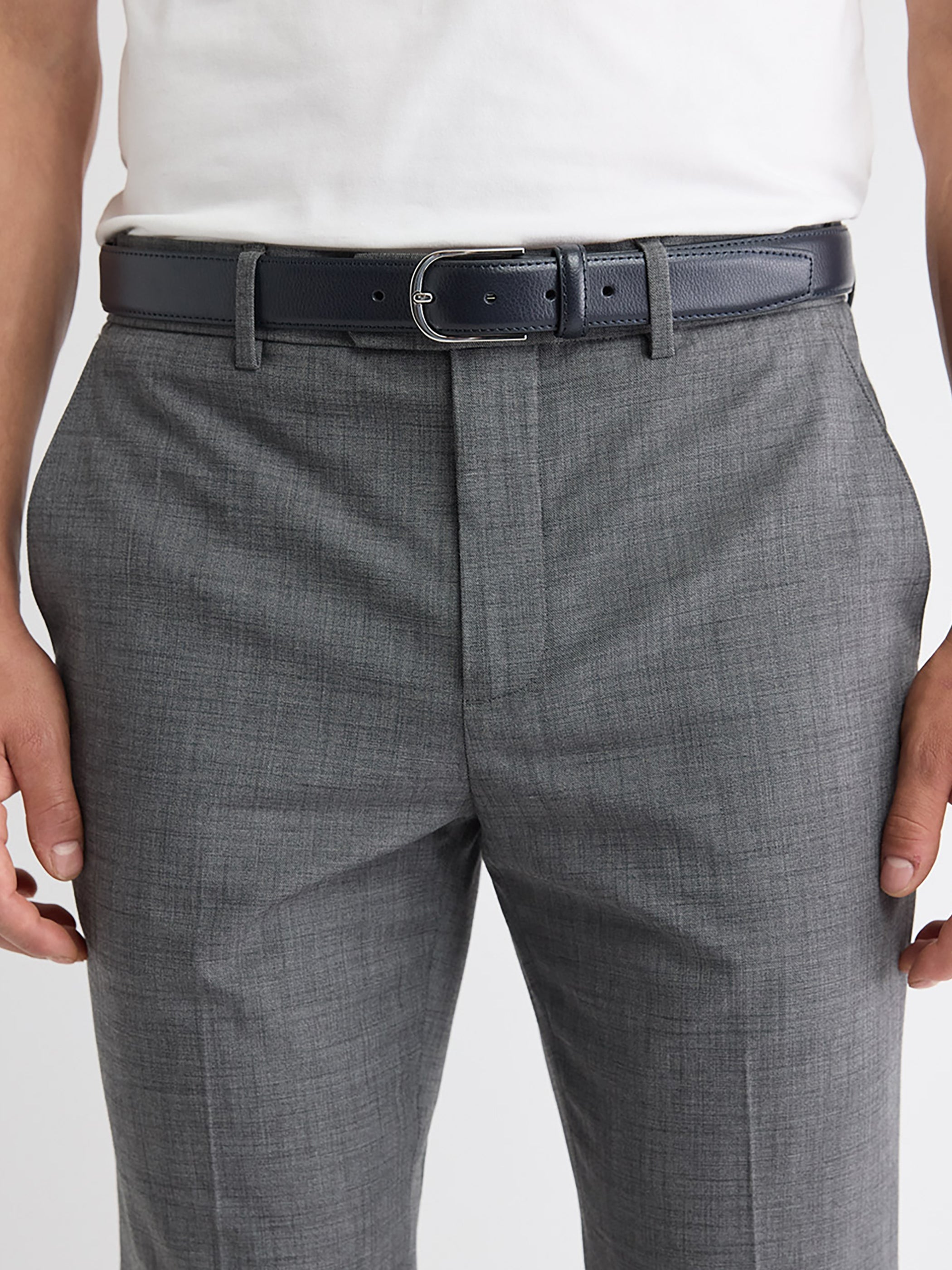 Dressy Leather Belt with Round Buckle rw&co On Sale