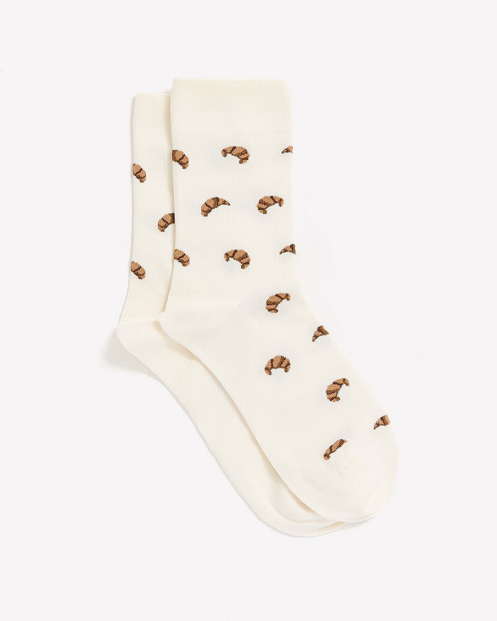 Crew Socks with Croissants rw&co Great Value Deal