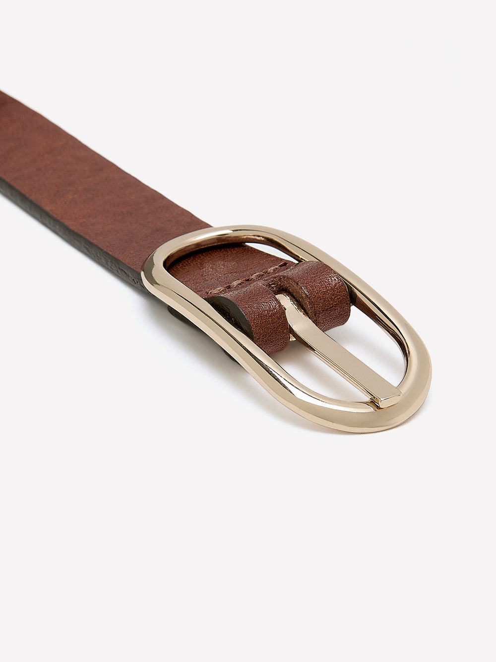 Thin Leather Belt with Oval Buckle rw&co Great Value Deal