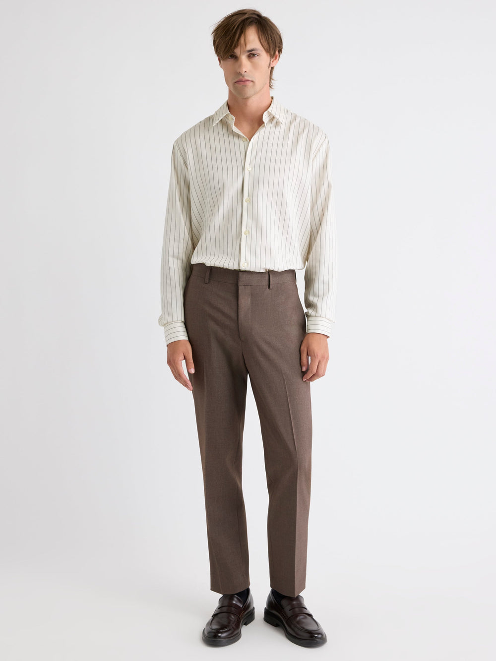 Striped Relaxed-Fit Twill Dress Shirt rw&co Limited Time Discount