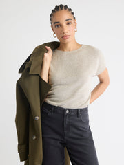 Crew-Neck Extended-Sleeve Bouclé Top rw&co Special Offer