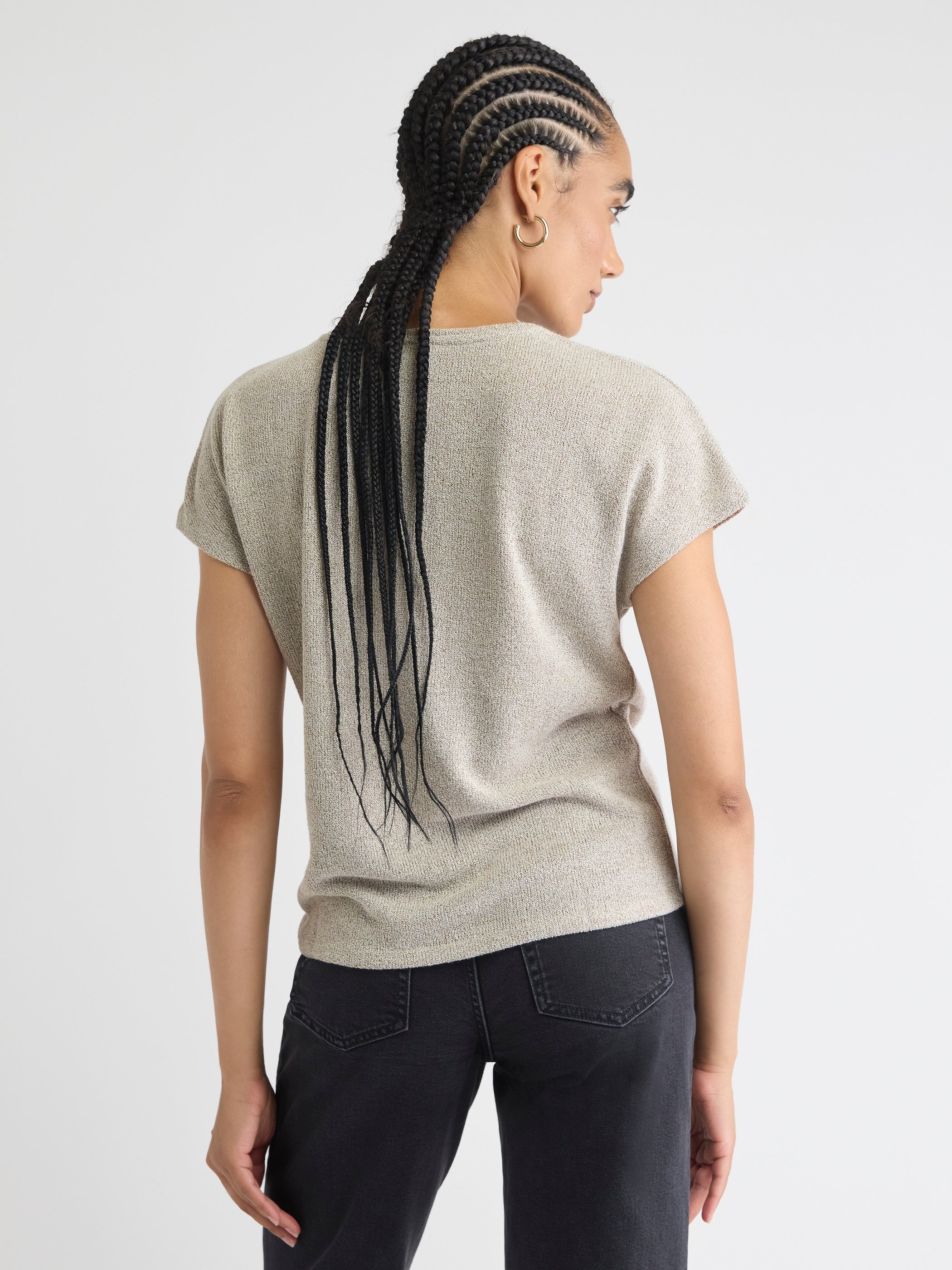 Crew-Neck Extended-Sleeve Bouclé Top rw&co Special Offer