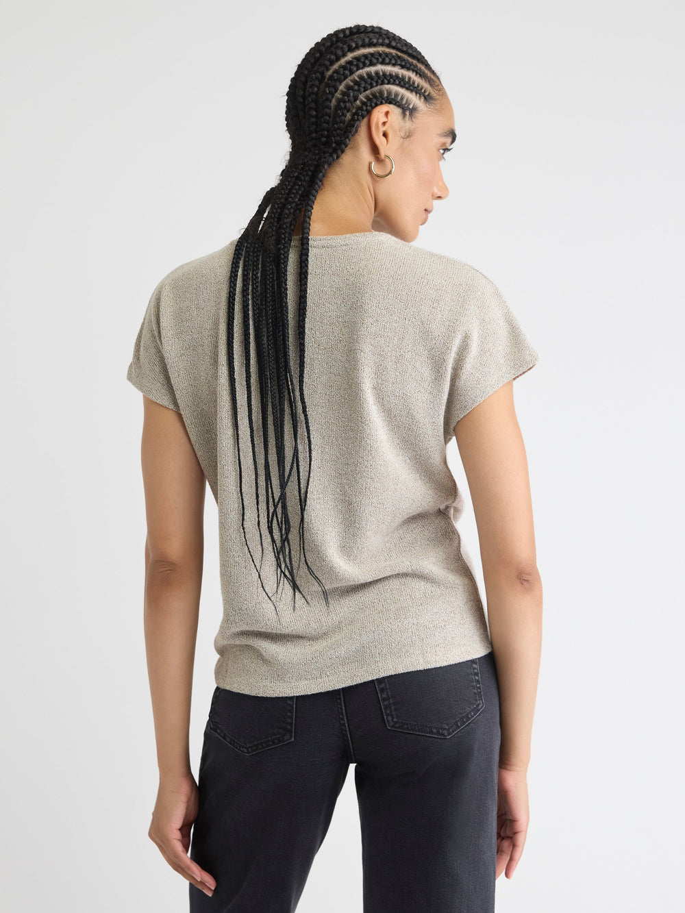 Crew-Neck Extended-Sleeve Bouclé Top rw&co Special Offer