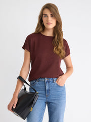 Crew-Neck Extended-Sleeve Bouclé Top rw&co Special Offer