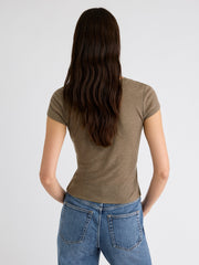 Wool-Blend Crew-Neck Short-Sleeve Top rw&co Limited Time Discount