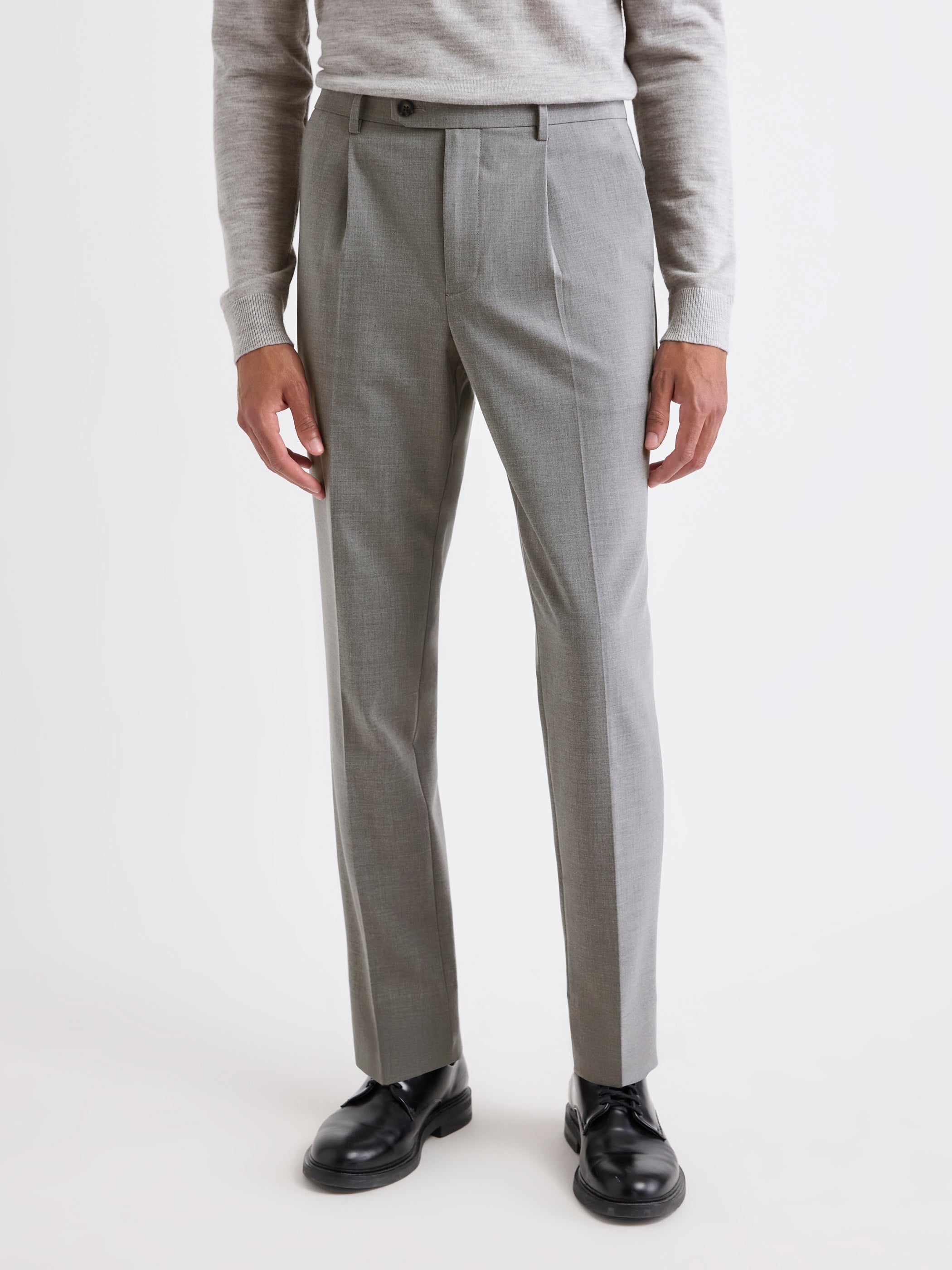 Wool-Blend Tapered-Leg Pleated Dress Pant rw&co On Sale