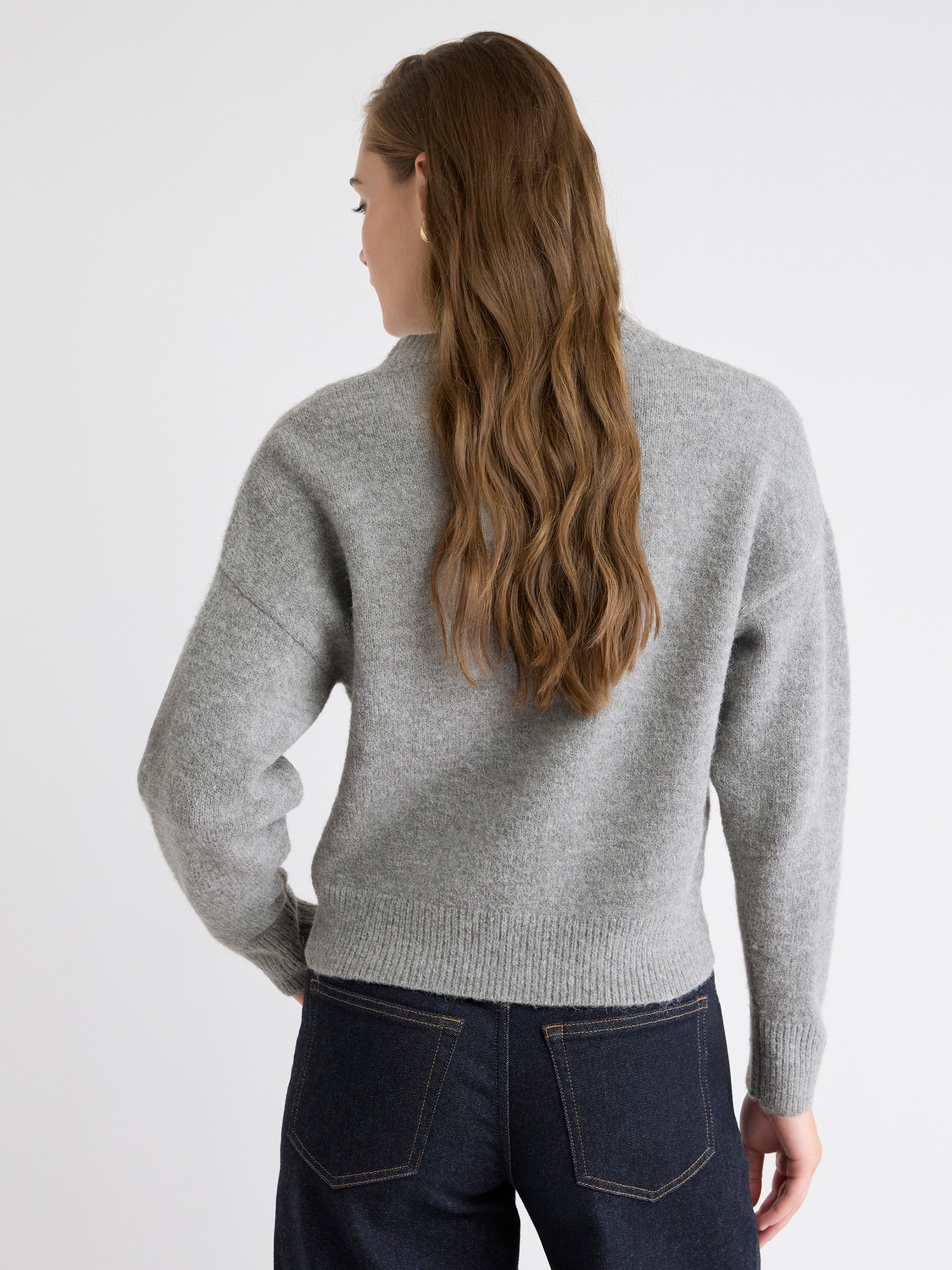 Long-Sleeve Crew-Neck Sweater with Flower Appliqués rw&co Limited Time Discount