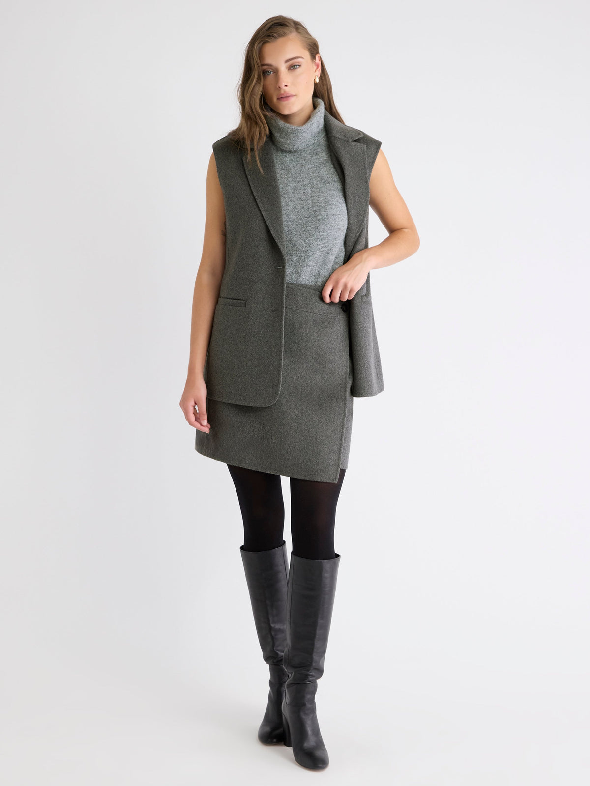 Melton Wrap Mini Skirt rw&co On Sale