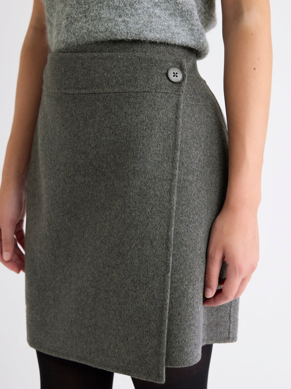 Melton Wrap Mini Skirt rw&co On Sale