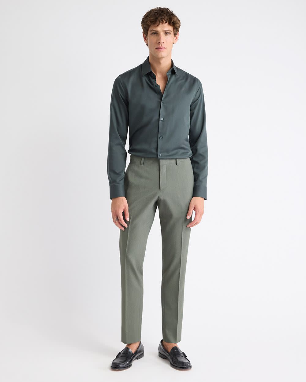 Slim-Fit Solid Cotton Modal Dress Shirt rw&co Special Offer