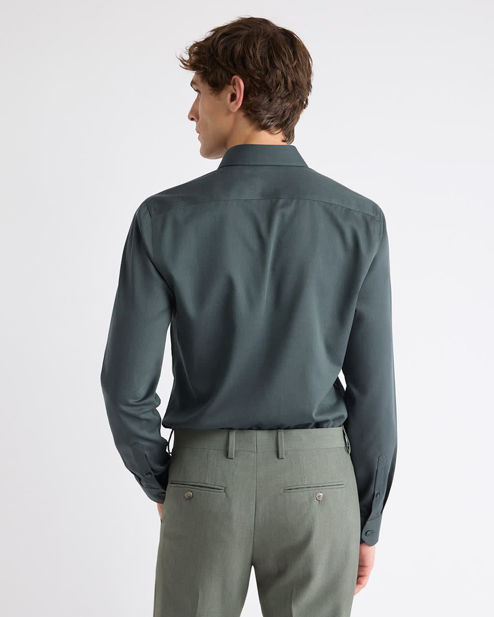 Slim-Fit Solid Cotton Modal Dress Shirt rw&co Special Offer