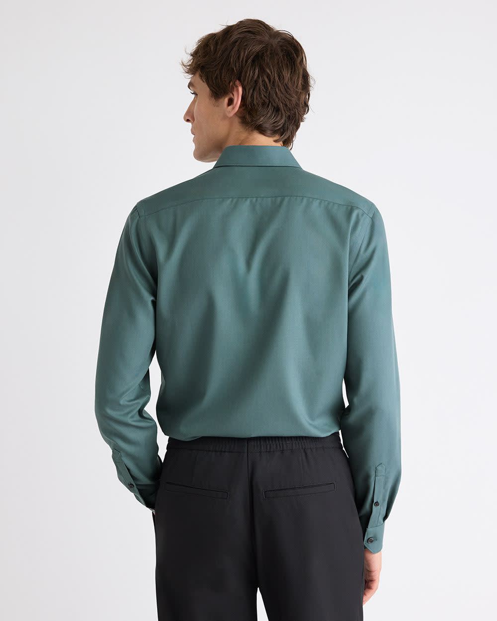 Slim-Fit Solid Cotton Modal Dress Shirt rw&co Special Offer