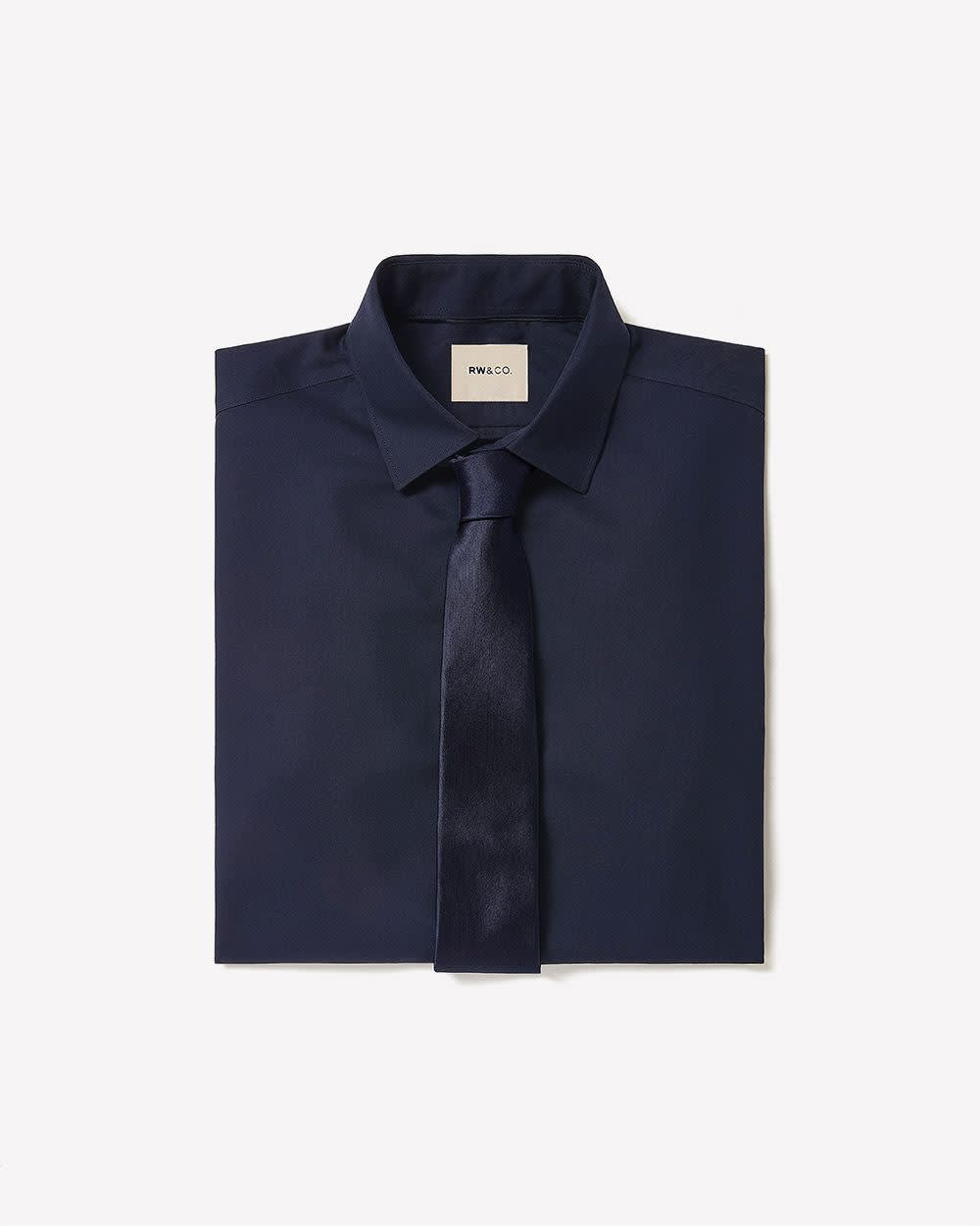 Slim-Fit Solid Cotton Modal Dress Shirt rw&co Special Offer