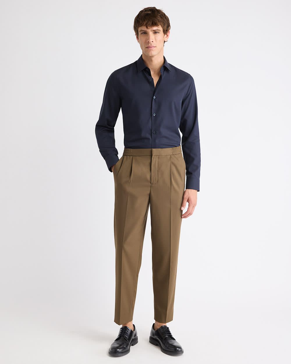 Slim-Fit Solid Cotton Modal Dress Shirt rw&co Special Offer