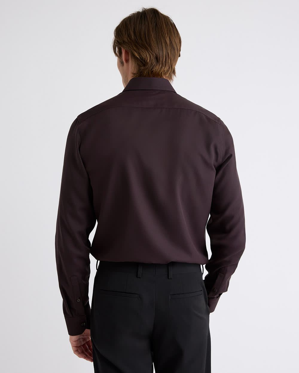 Slim-Fit Solid Cotton Modal Dress Shirt rw&co Special Offer