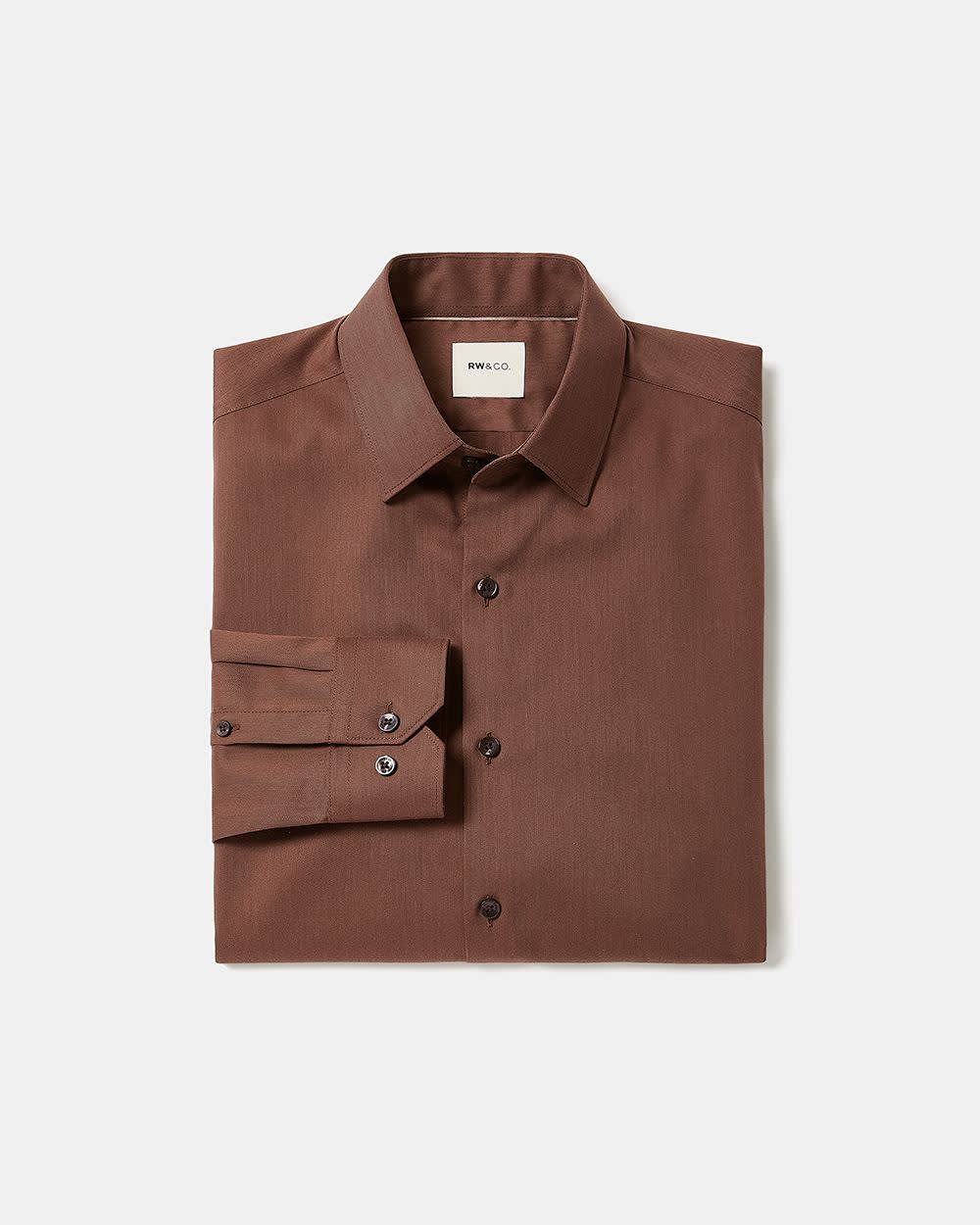 Slim-Fit Solid Cotton Modal Dress Shirt rw&co Special Offer