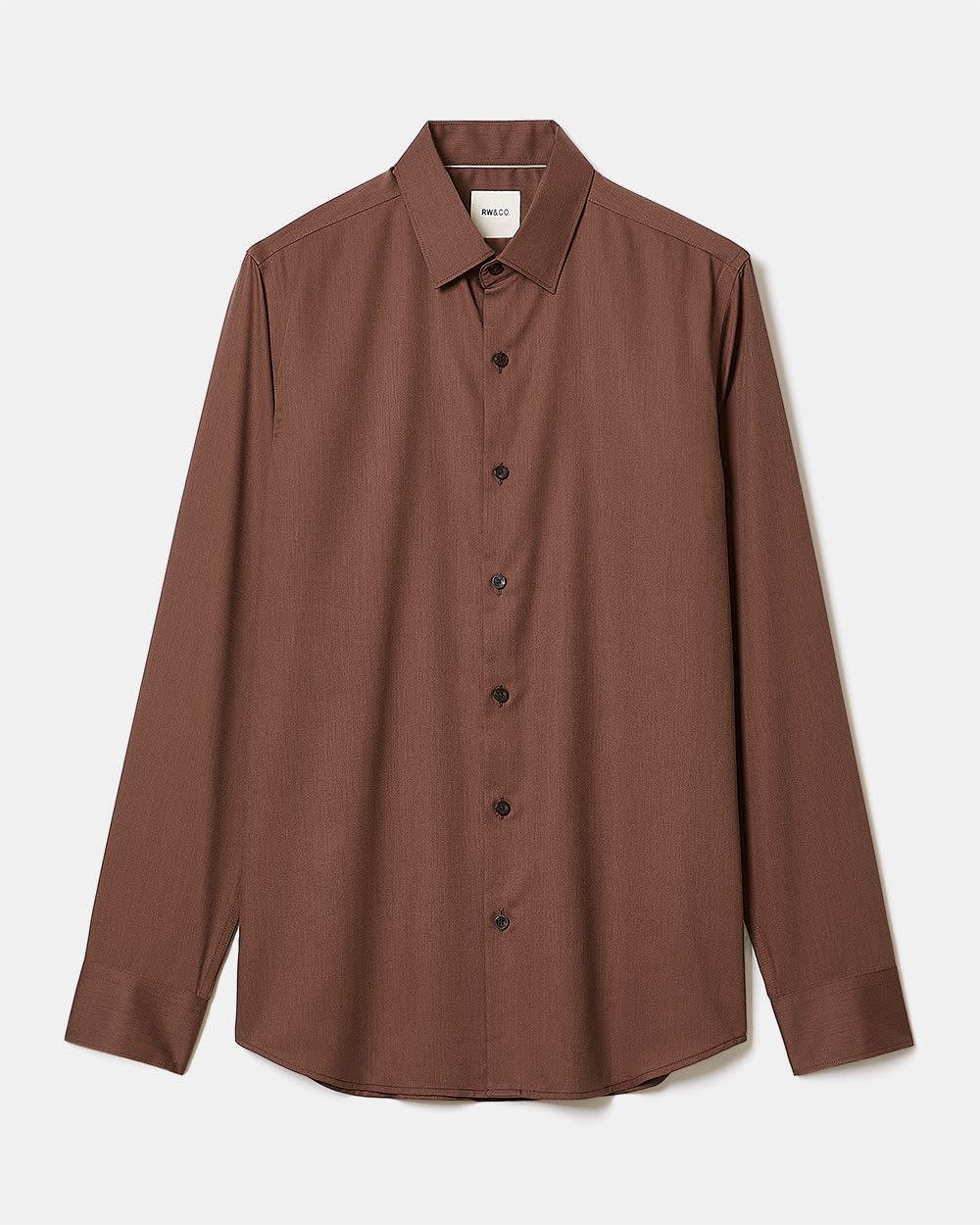 Slim-Fit Solid Cotton Modal Dress Shirt rw&co Special Offer