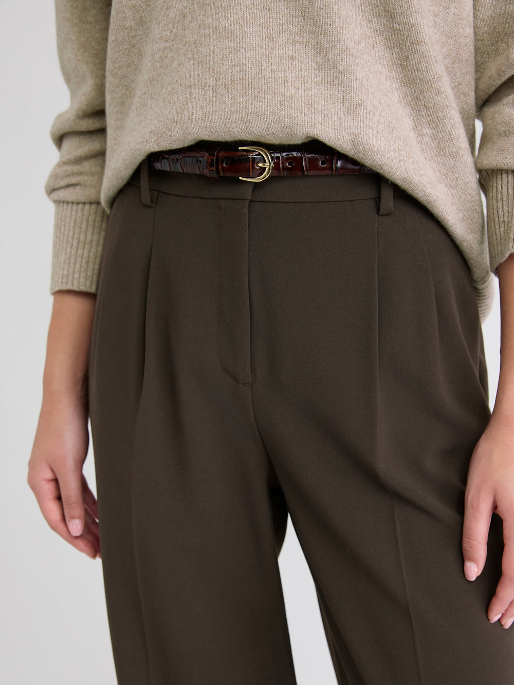 Leather Belt with Crocodile-Skin Pattern rw&co Limited Time Discount