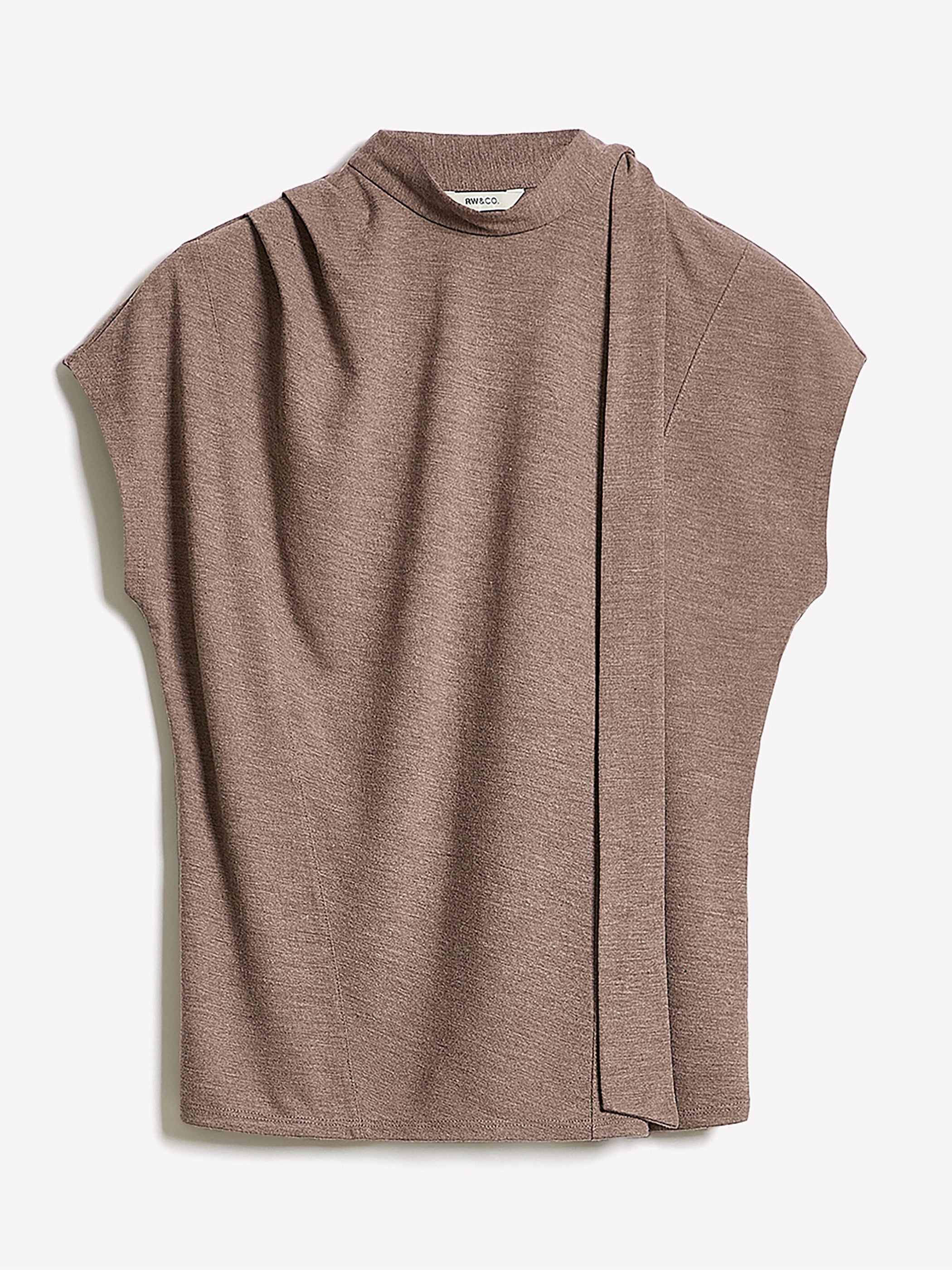 Extended-Sleeve Mock-Neck Top with Tie rw&co Limited Time Discount