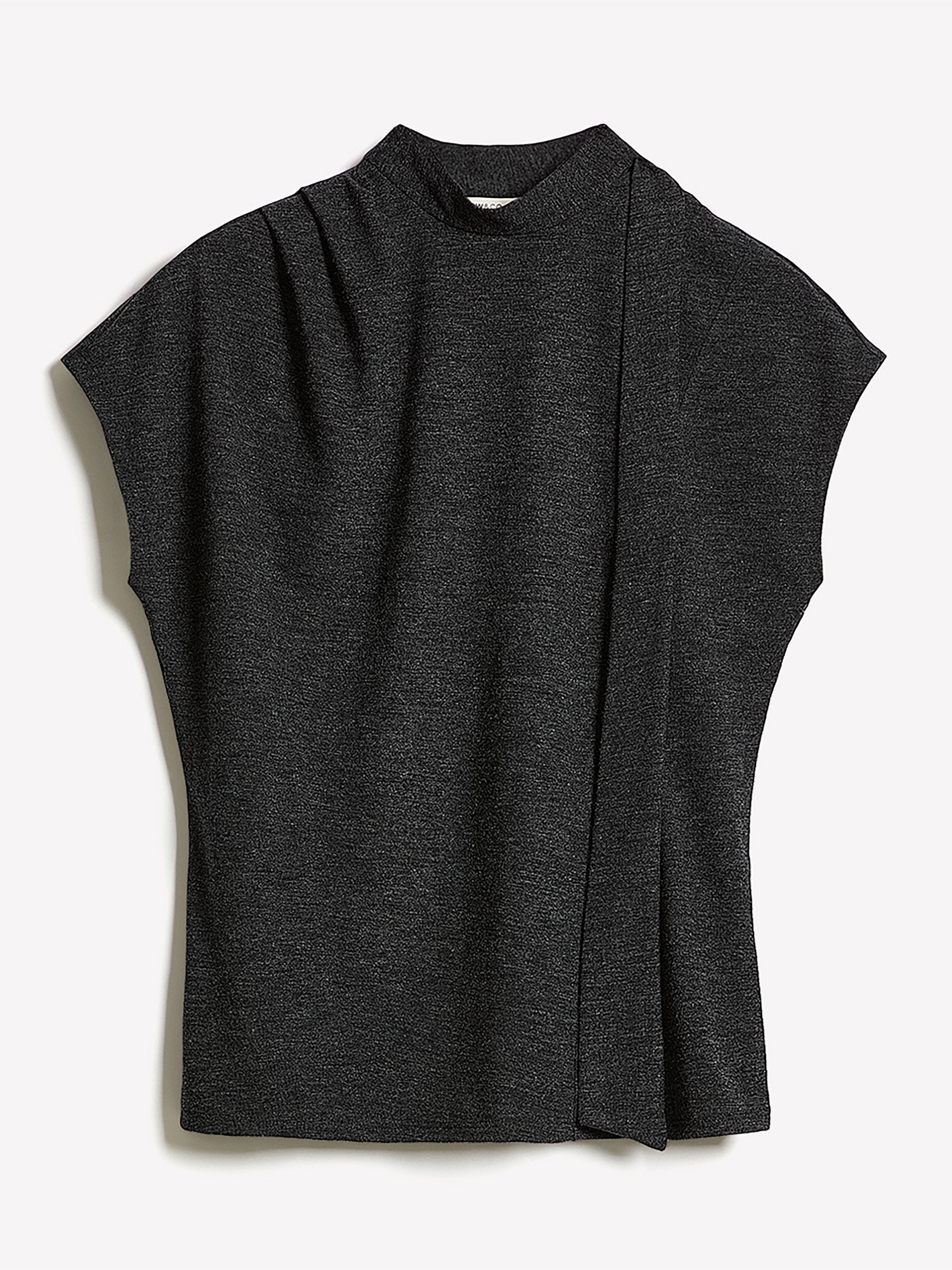 Extended-Sleeve Mock-Neck Top with Tie rw&co Limited Time Discount