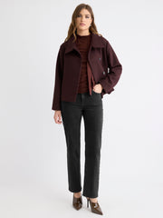 Extended-Sleeve Mock-Neck Top with Tie rw&co Limited Time Discount
