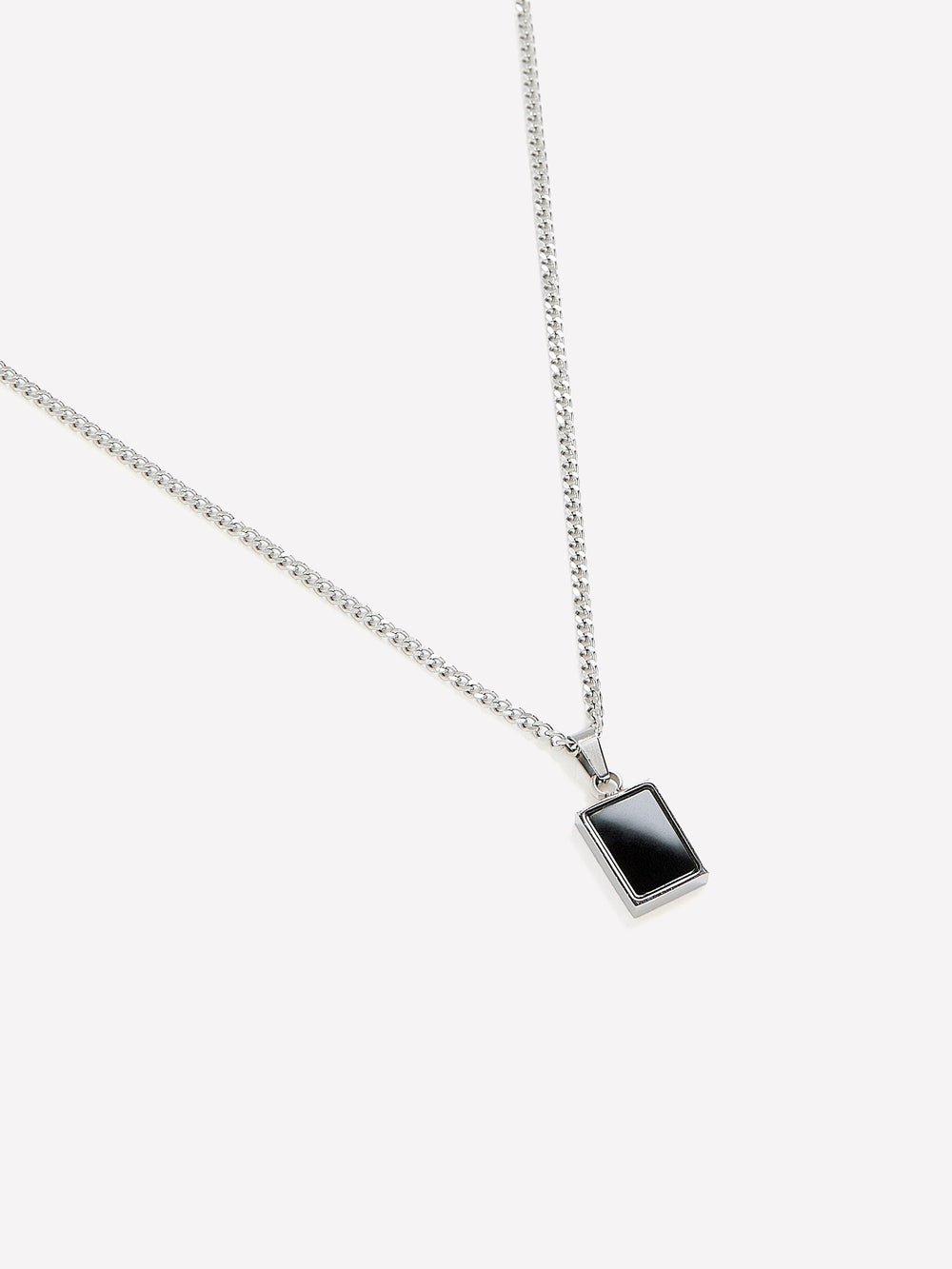 Stainless Steel Necklace with Black Stone Pendant rw&co Special Offer