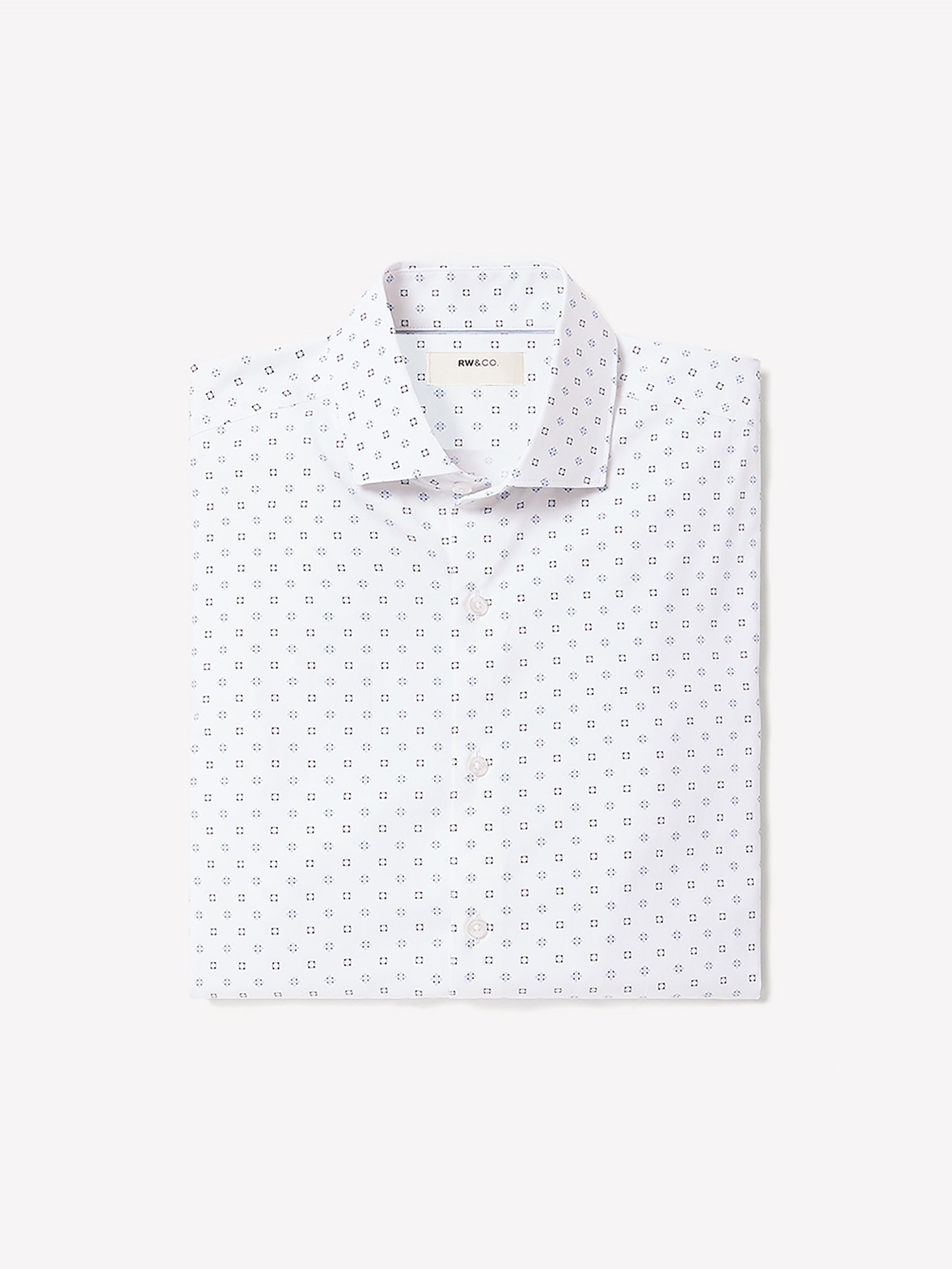 White Tailored-Fit Dress Shirt with Geo Pattern rw&co Special Offer