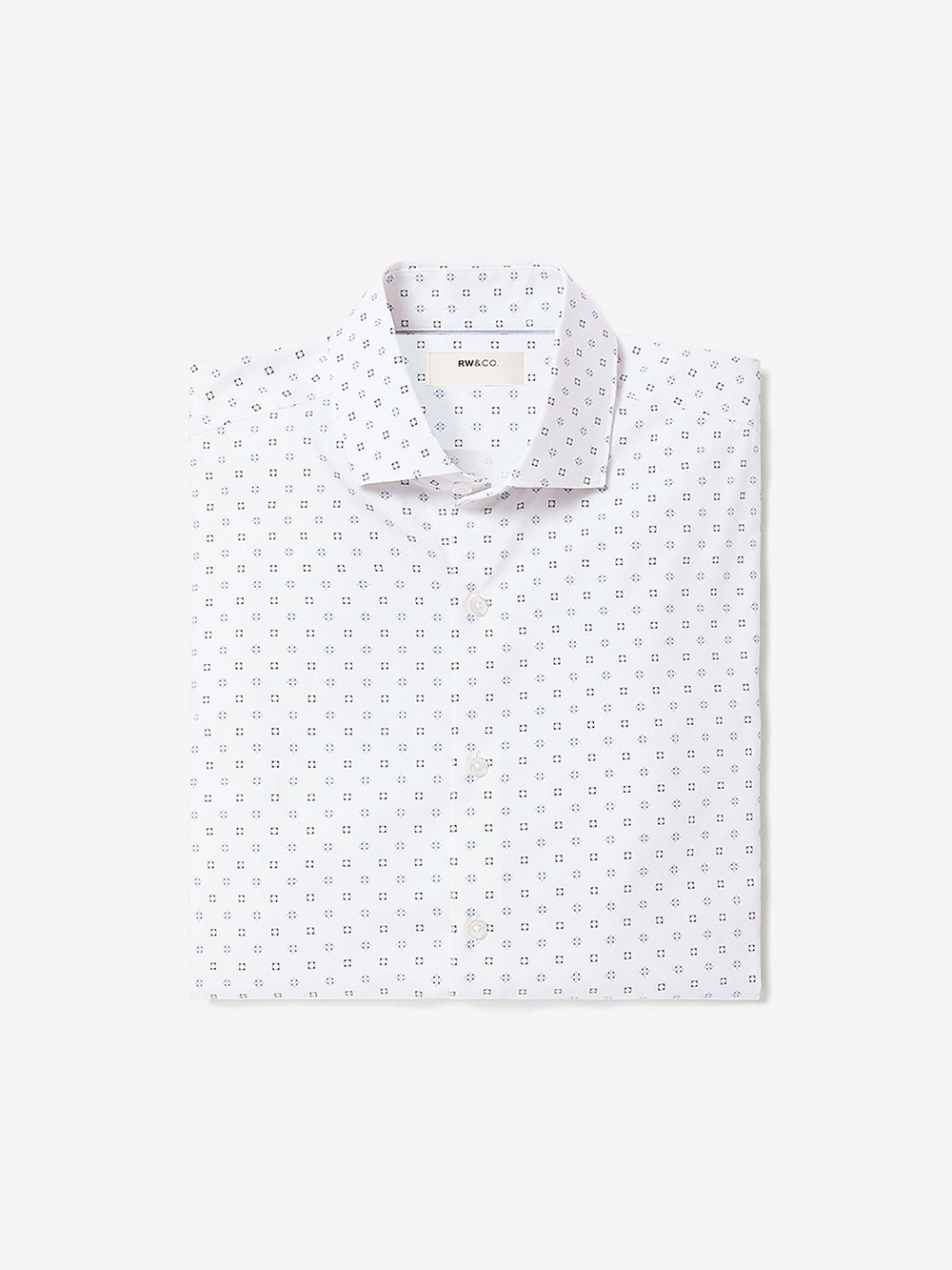 White Tailored-Fit Dress Shirt with Geo Pattern rw&co Special Offer