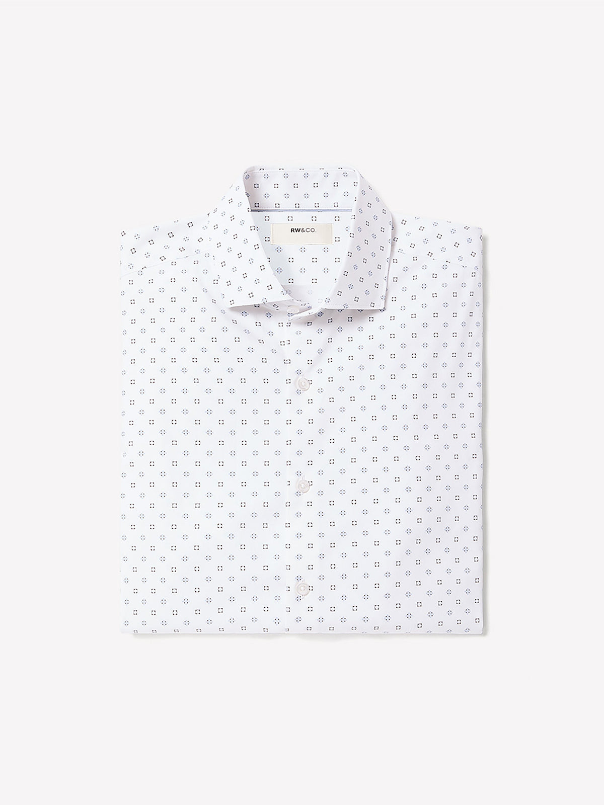 White Tailored-Fit Dress Shirt with Geo Pattern rw&co Special Offer