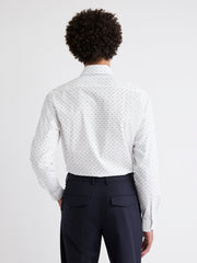 White Tailored-Fit Dress Shirt with Geo Pattern rw&co Special Offer