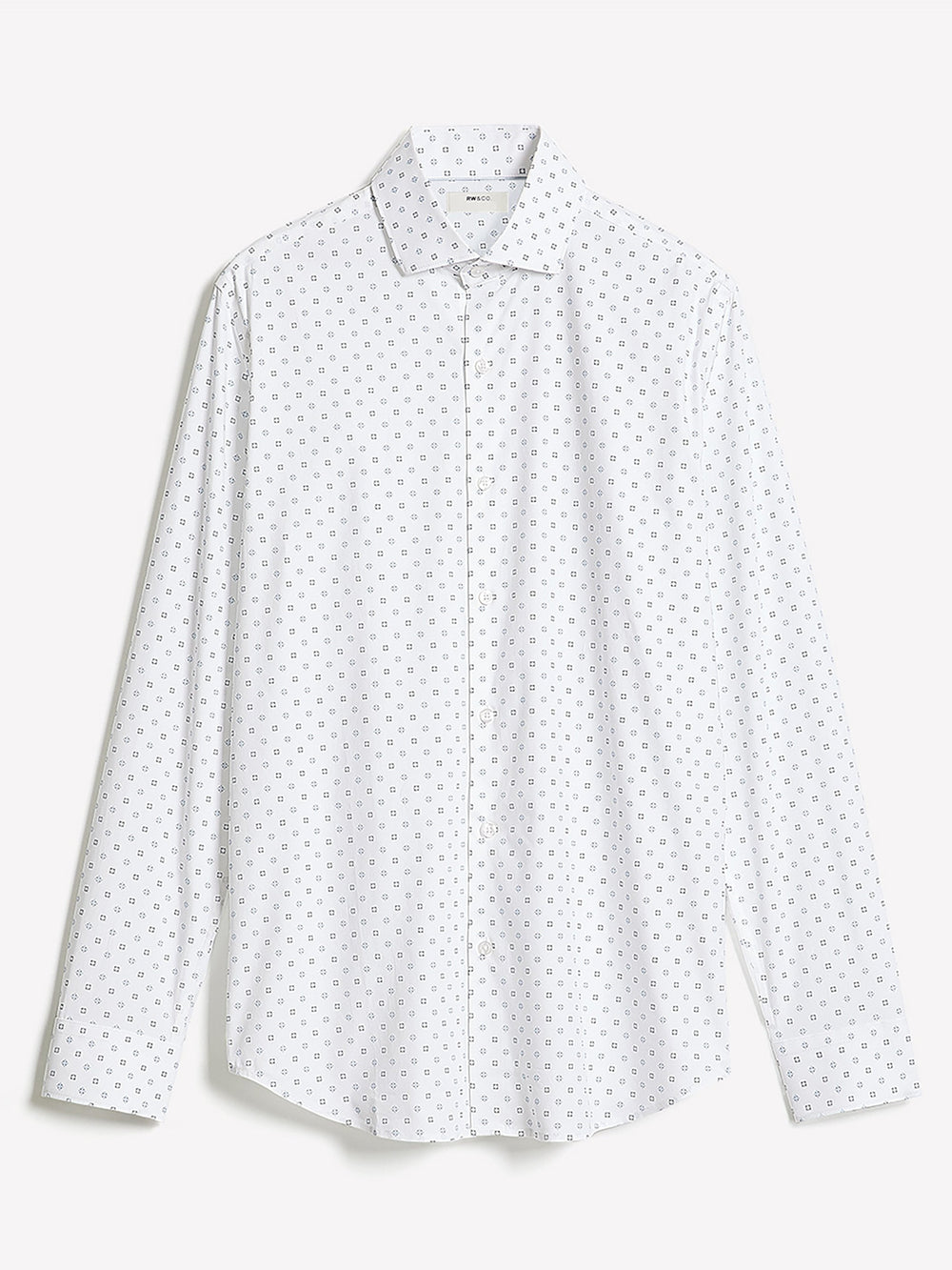 White Tailored-Fit Dress Shirt with Geo Pattern rw&co Special Offer