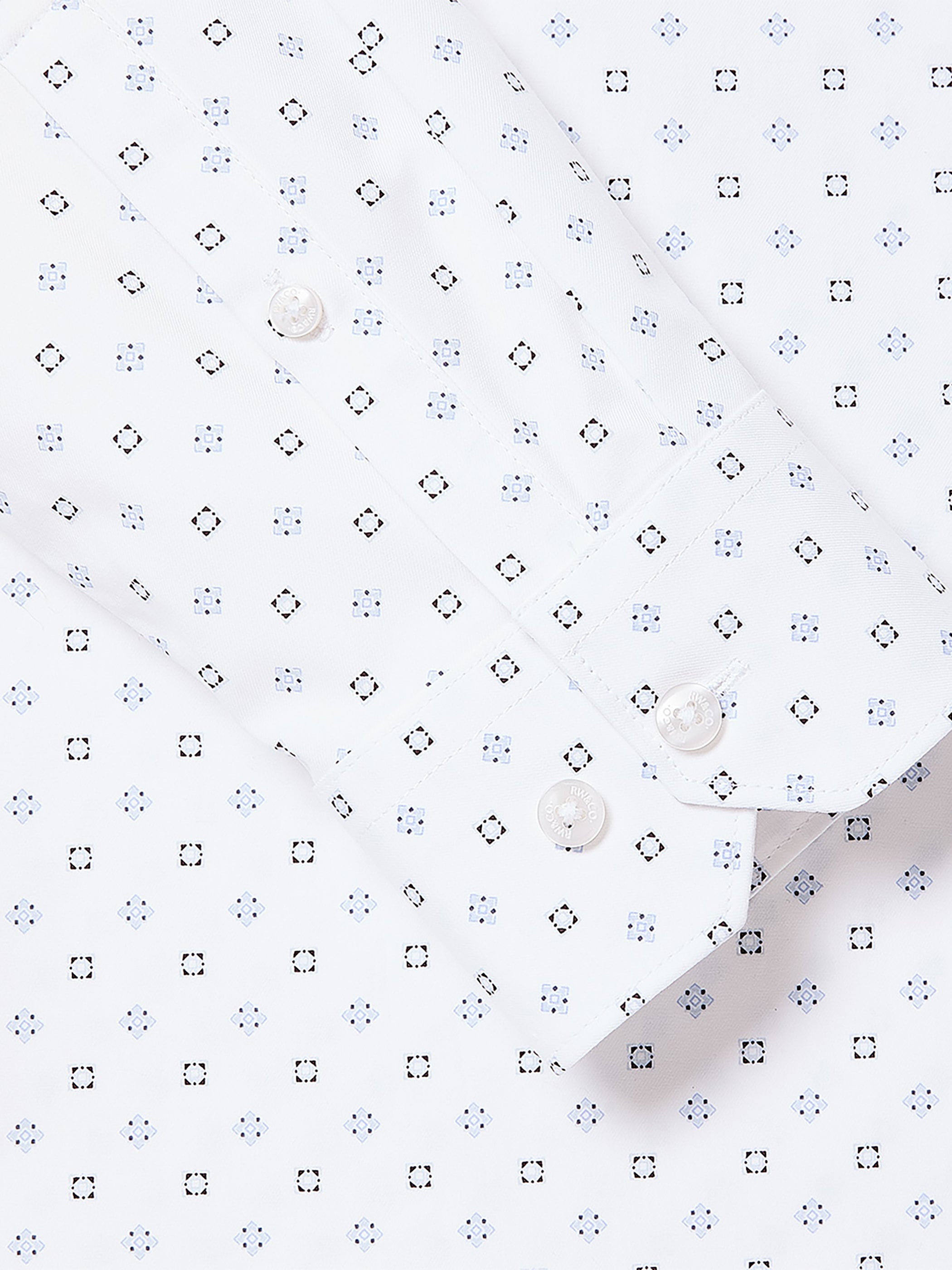 White Tailored-Fit Dress Shirt with Geo Pattern rw&co Special Offer
