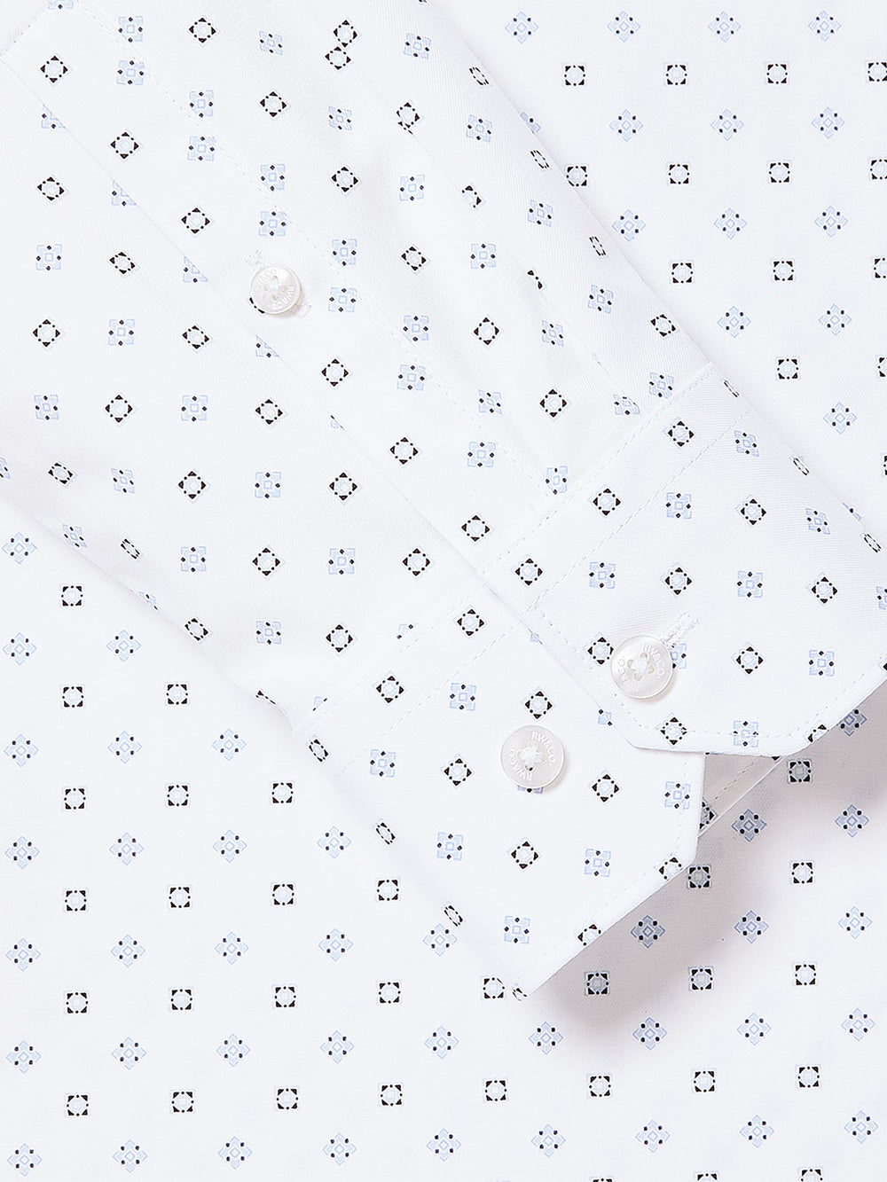 White Tailored-Fit Dress Shirt with Geo Pattern rw&co Special Offer